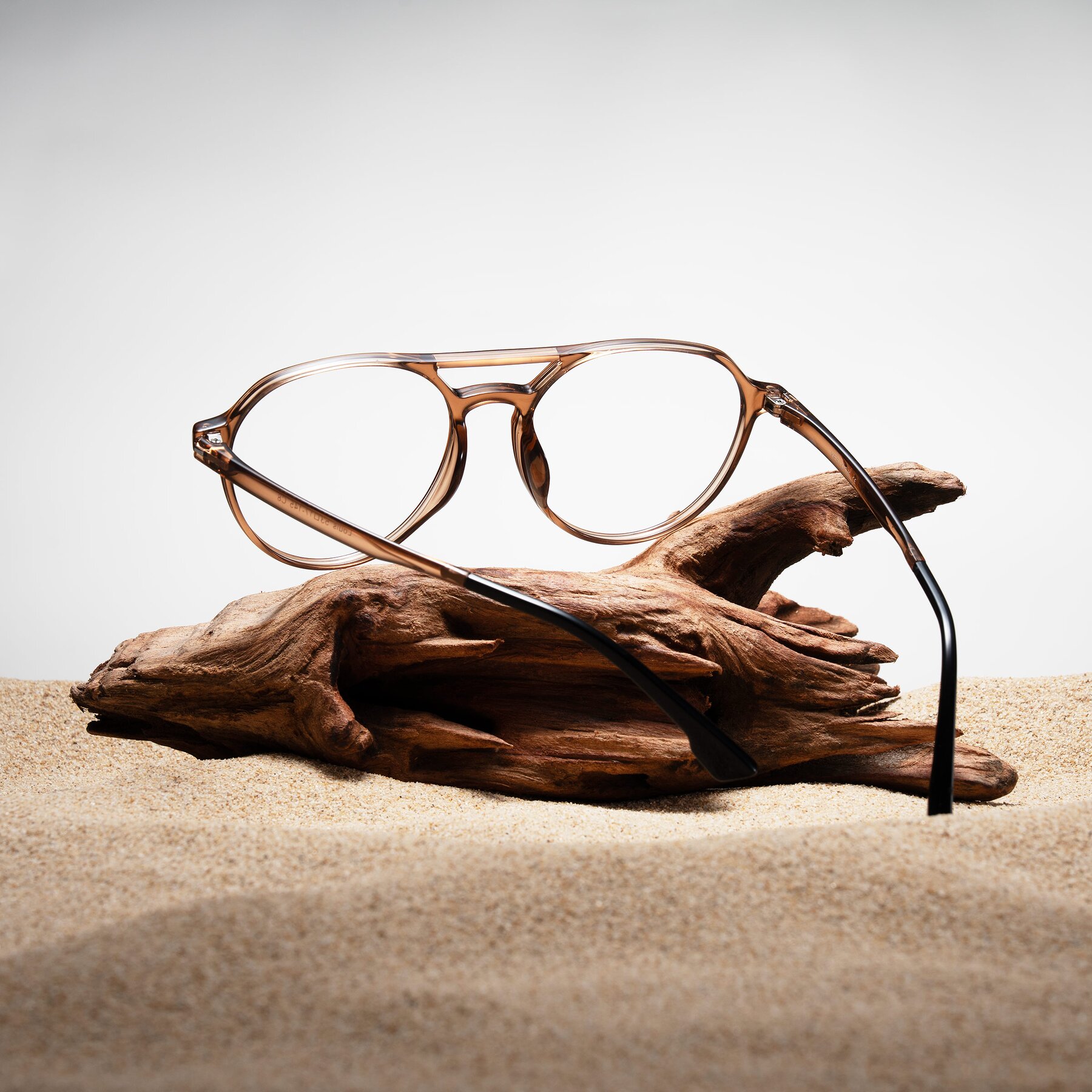 Lifestyle photography #1 of Louis in Caramel Crystal with Clear Reading Eyeglass Lenses