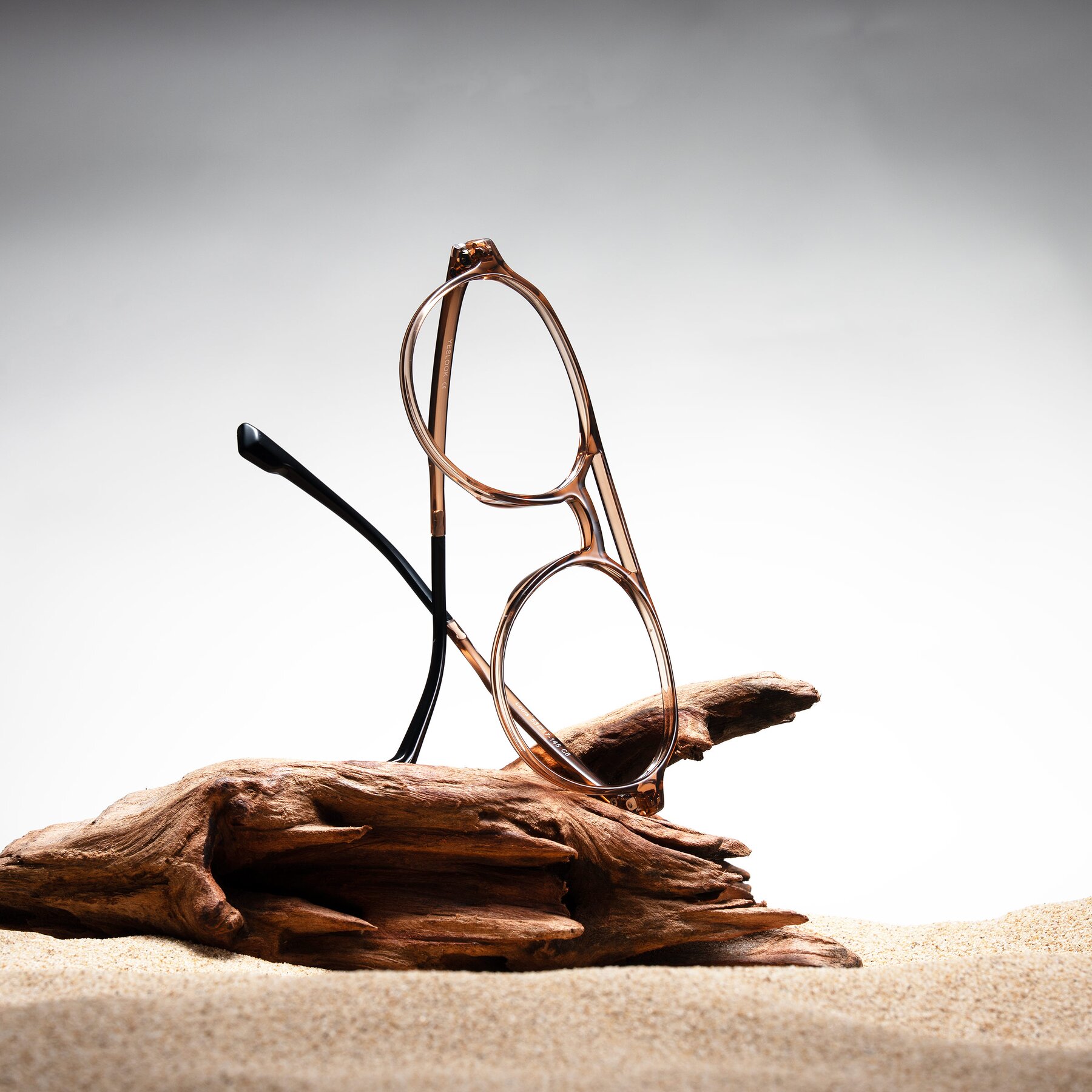 Lifestyle photography #2 of Louis in Caramel Crystal with Clear Reading Eyeglass Lenses