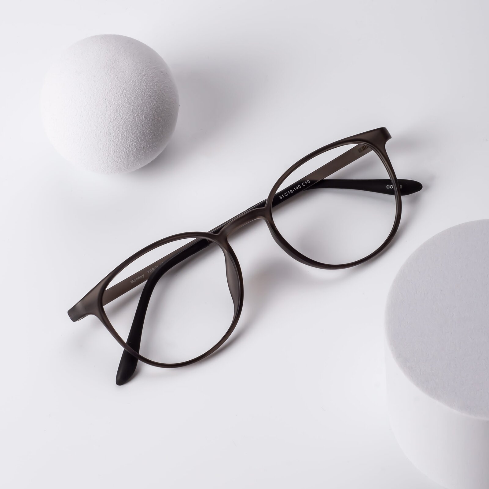 Translucent Gray Lightweight Low Bridge Fit TR90 Eyeglasses - Monday