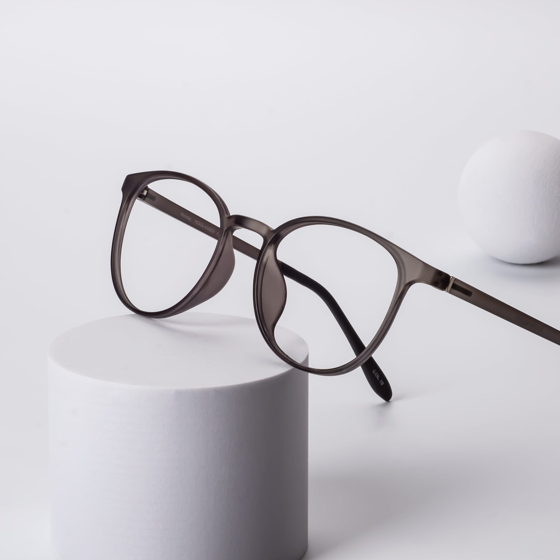 Lifestyle photography #2 of Monday in Translucent Gray with Clear Reading Eyeglass Lenses