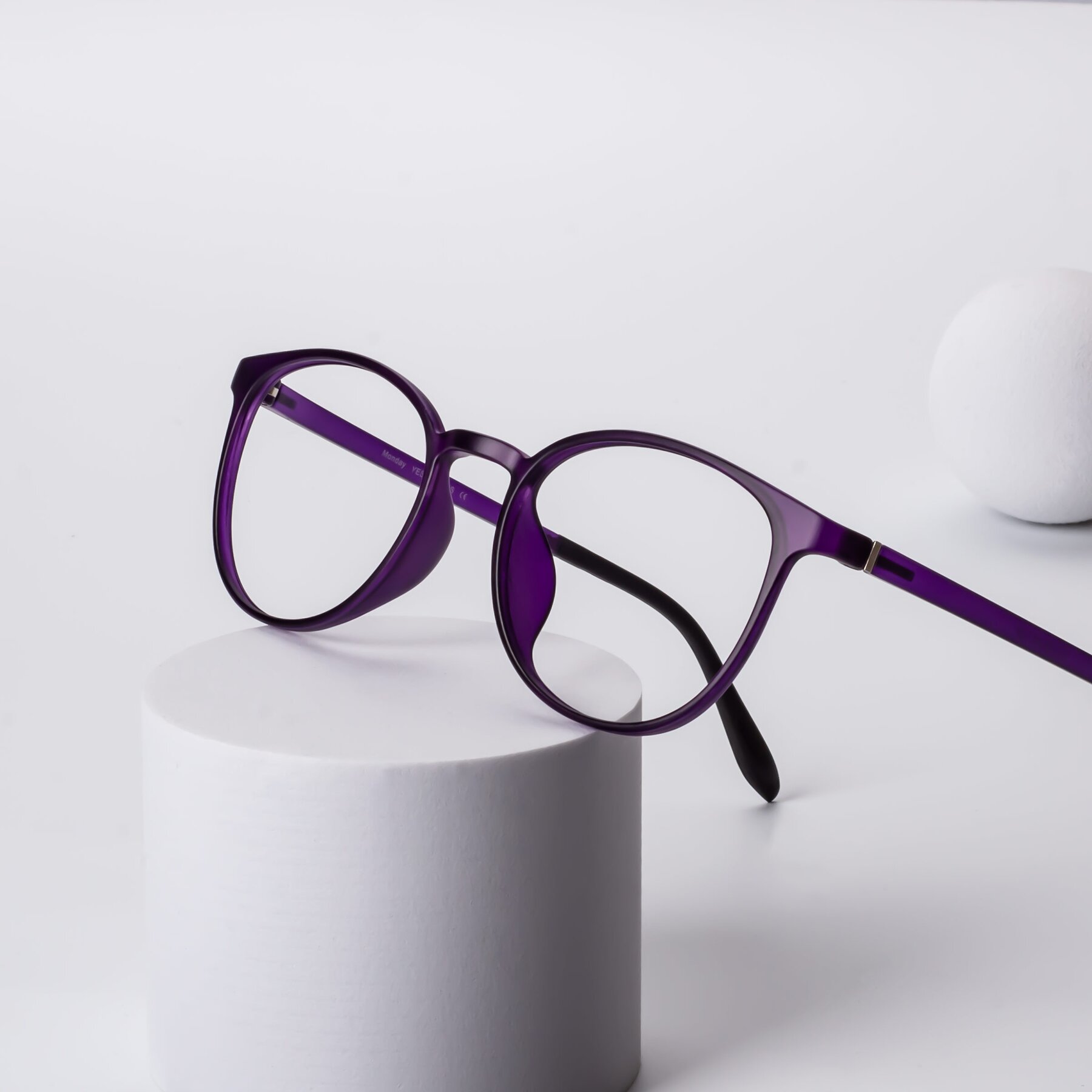 Lifestyle photography #2 of Monday in Translucent Purple with Clear Blue Light Blocking Lenses