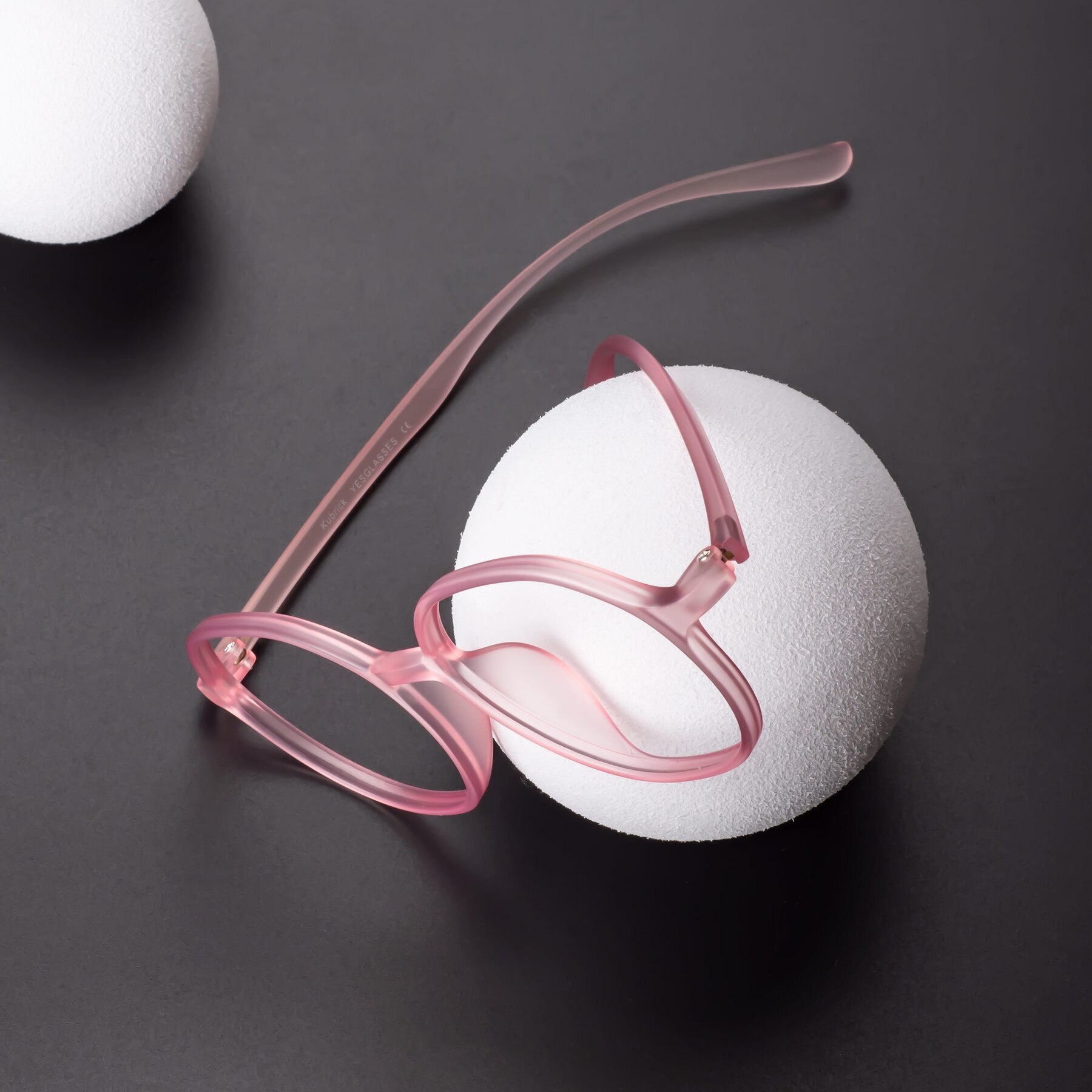 Women's lifestyle photography #1 of Kubrick in Translucent Pink with Clear Eyeglass Lenses