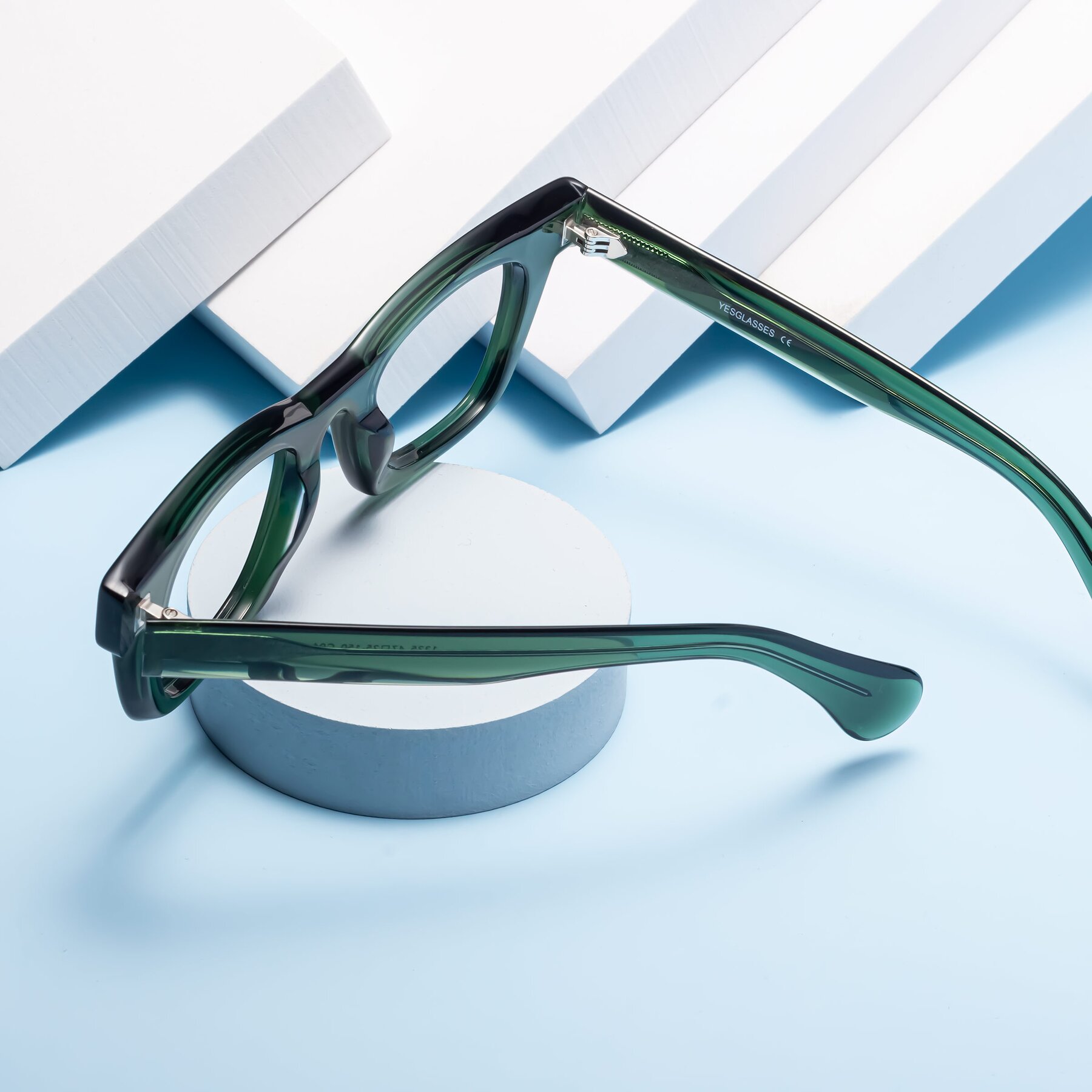 Lifestyle photography #2 of Route in Jade Green with Clear Reading Eyeglass Lenses