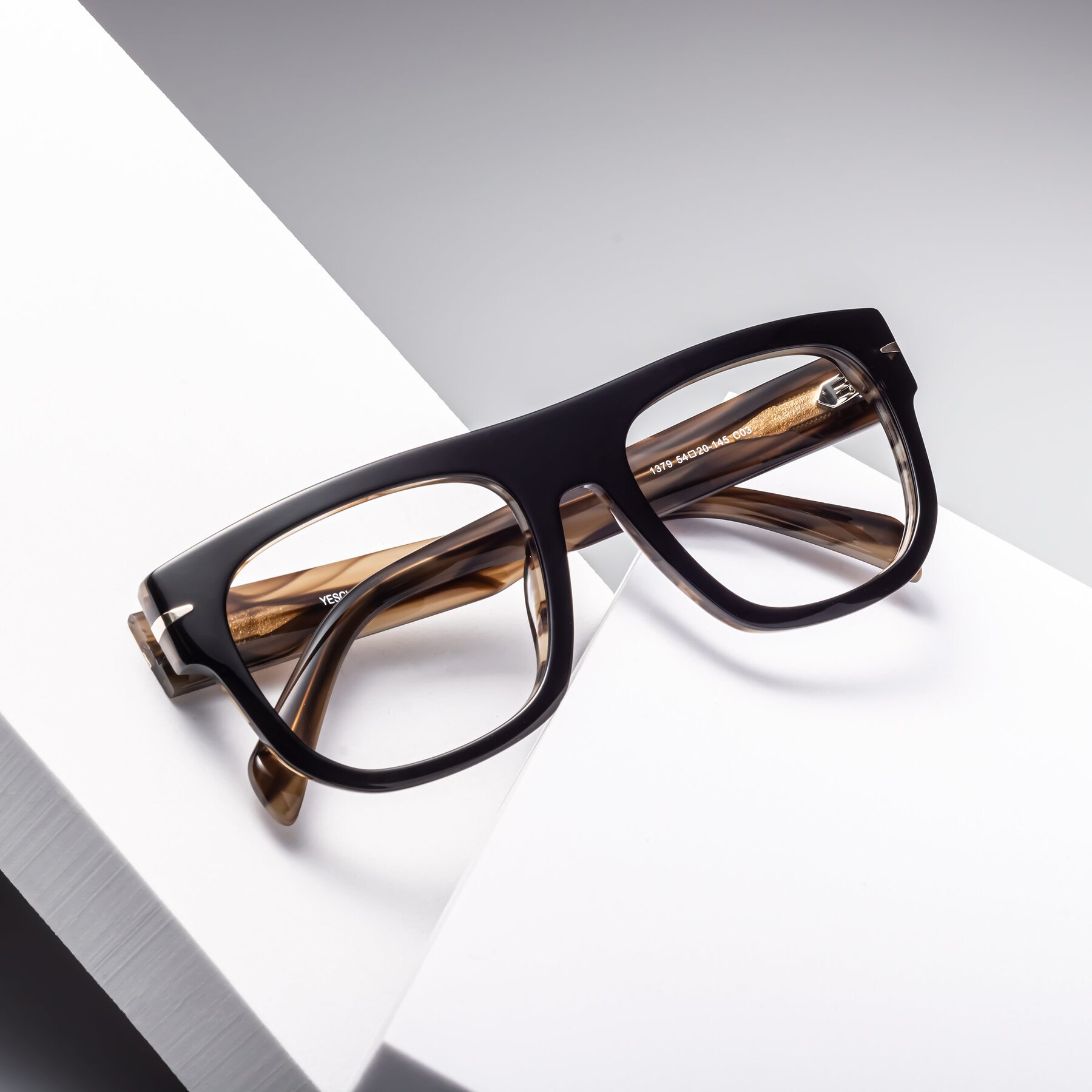 Lifestyle photography #1 of Campbell in Black-Stripe Brown with Clear Reading Eyeglass Lenses