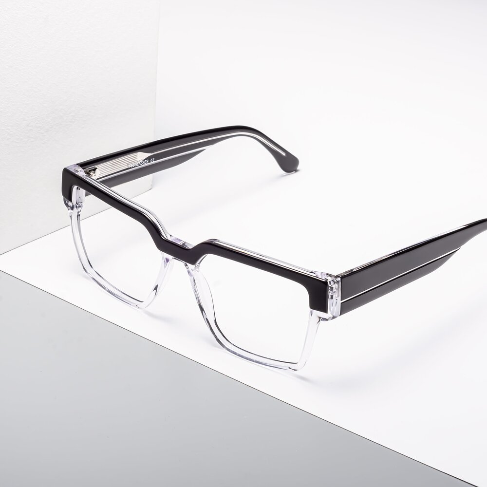 Black-Clear Browline Hipster Square Eyeglasses
