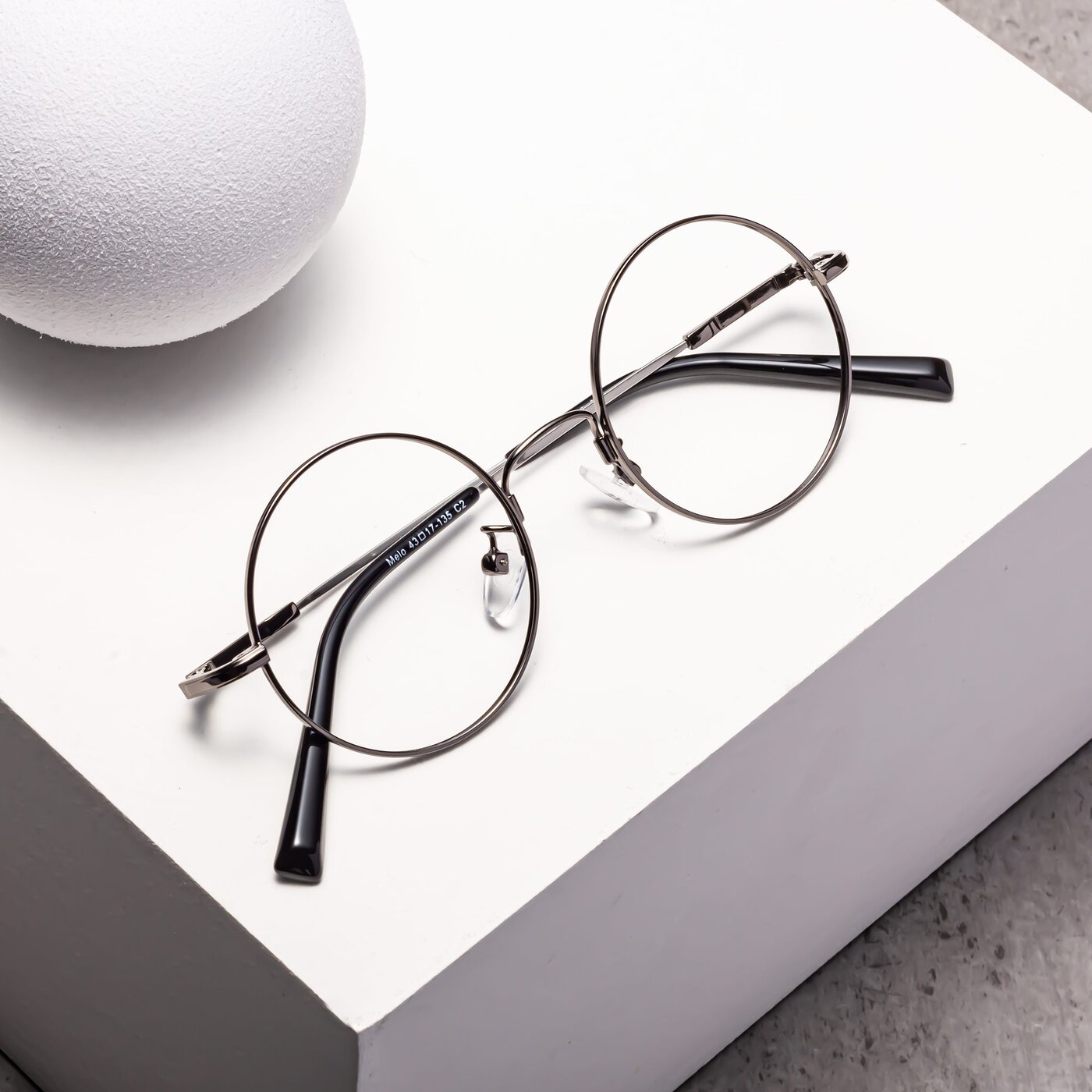 Gunmetal Narrow Flexible Round Eyeglasses - Melo