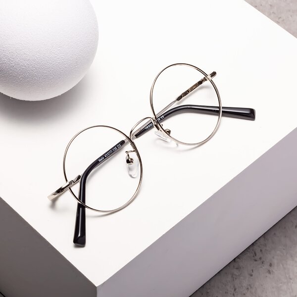 Silver Narrow Flexible Round Eyeglasses - Melo