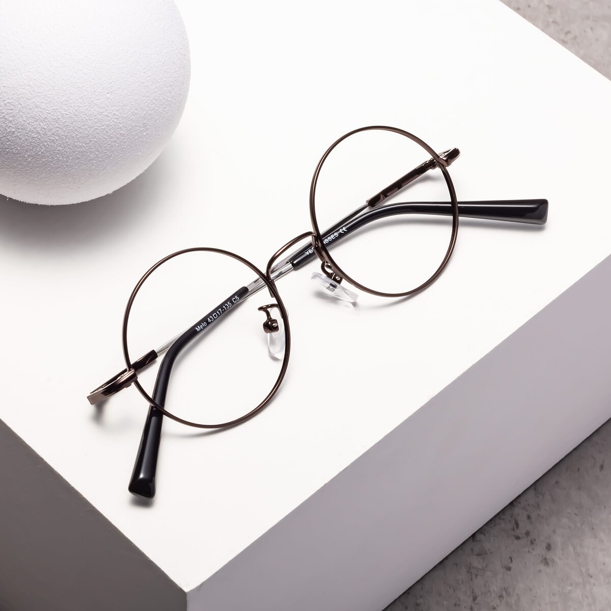 Coffee Narrow Flexible Round Eyeglasses - Melo