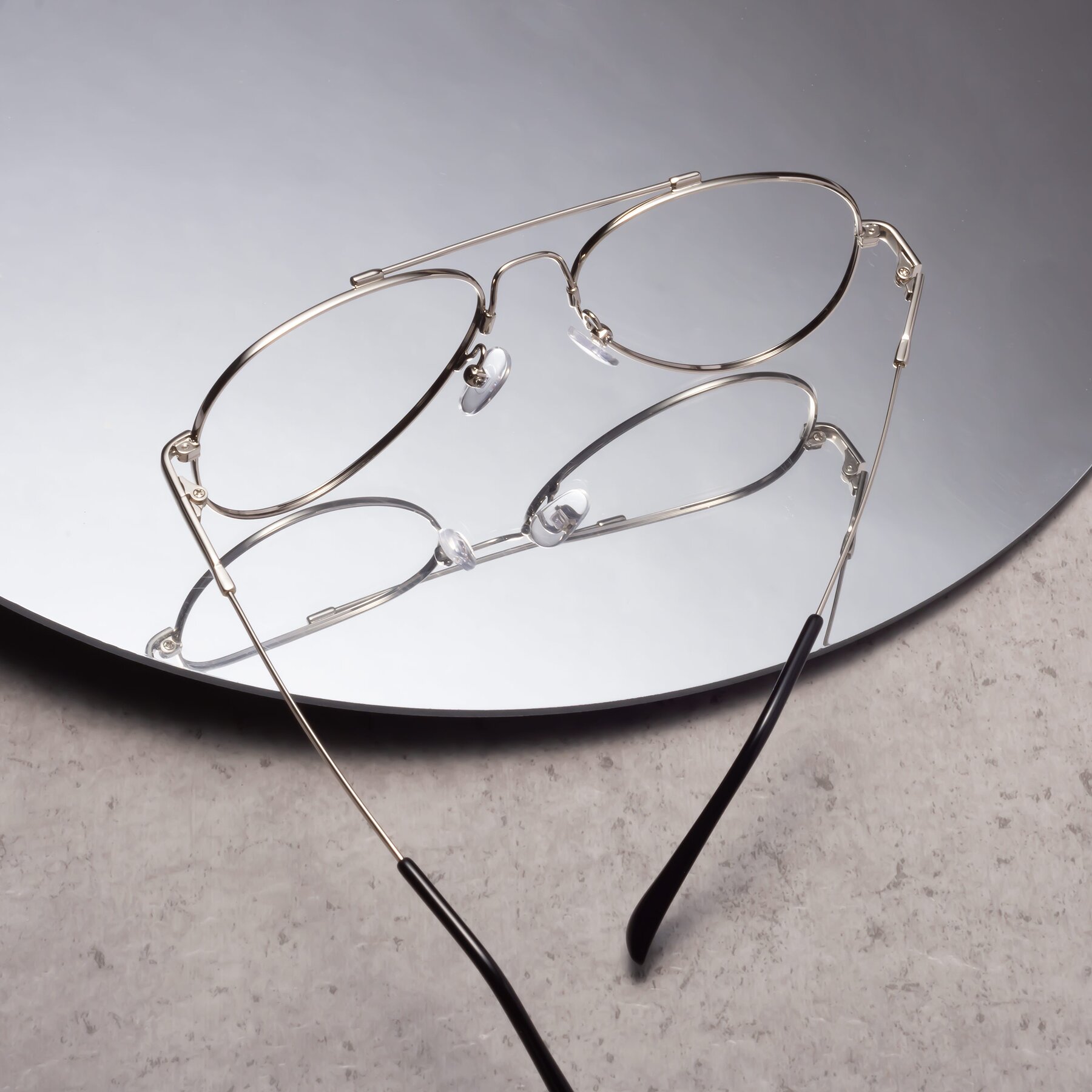 Lifestyle photography #2 of Dawn in Silver with Clear Reading Eyeglass Lenses
