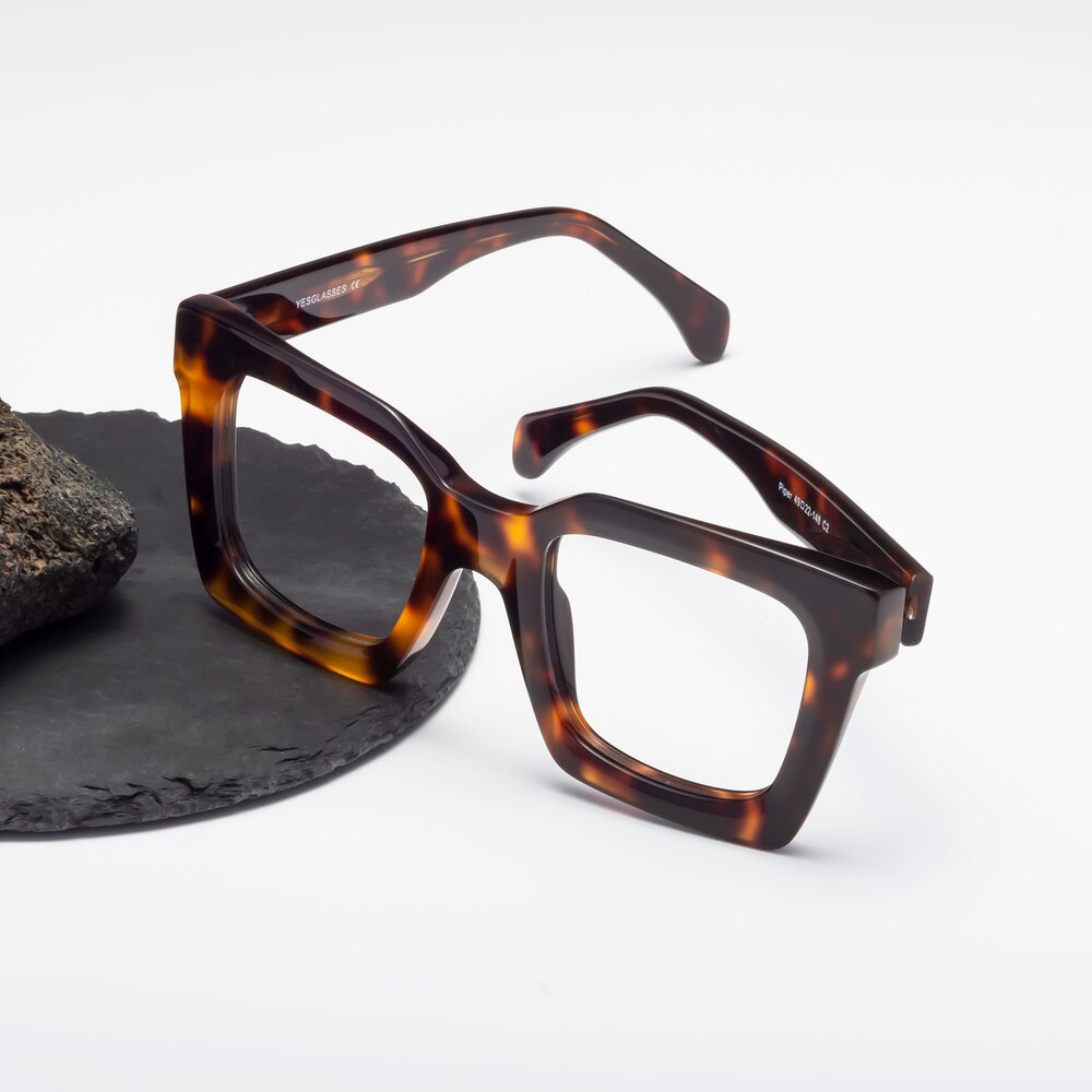 Tortoise Oversized Thick Square Eyeglasses