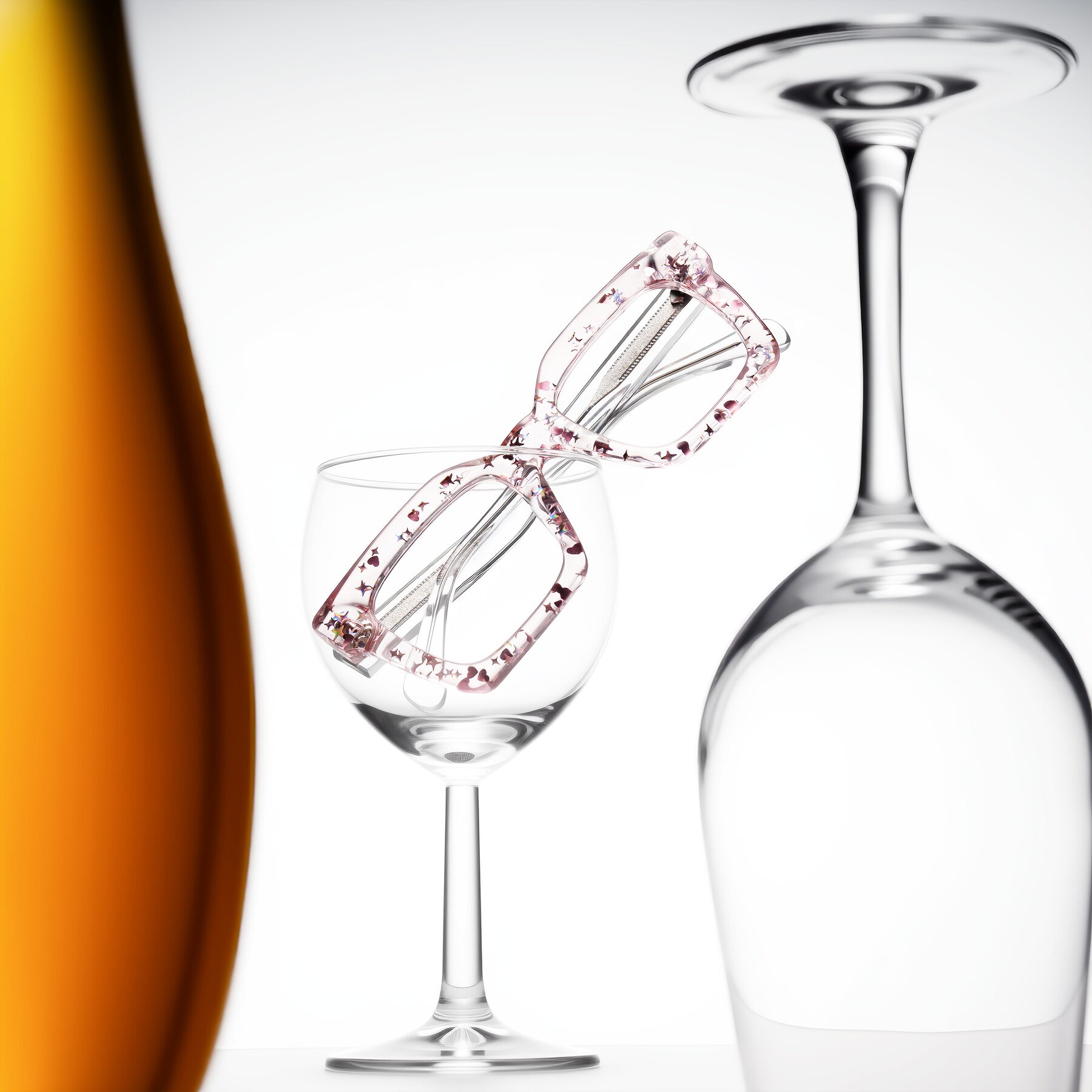 Lifestyle photography #1 of Piper in Sparkling Blush with Clear Reading Eyeglass Lenses