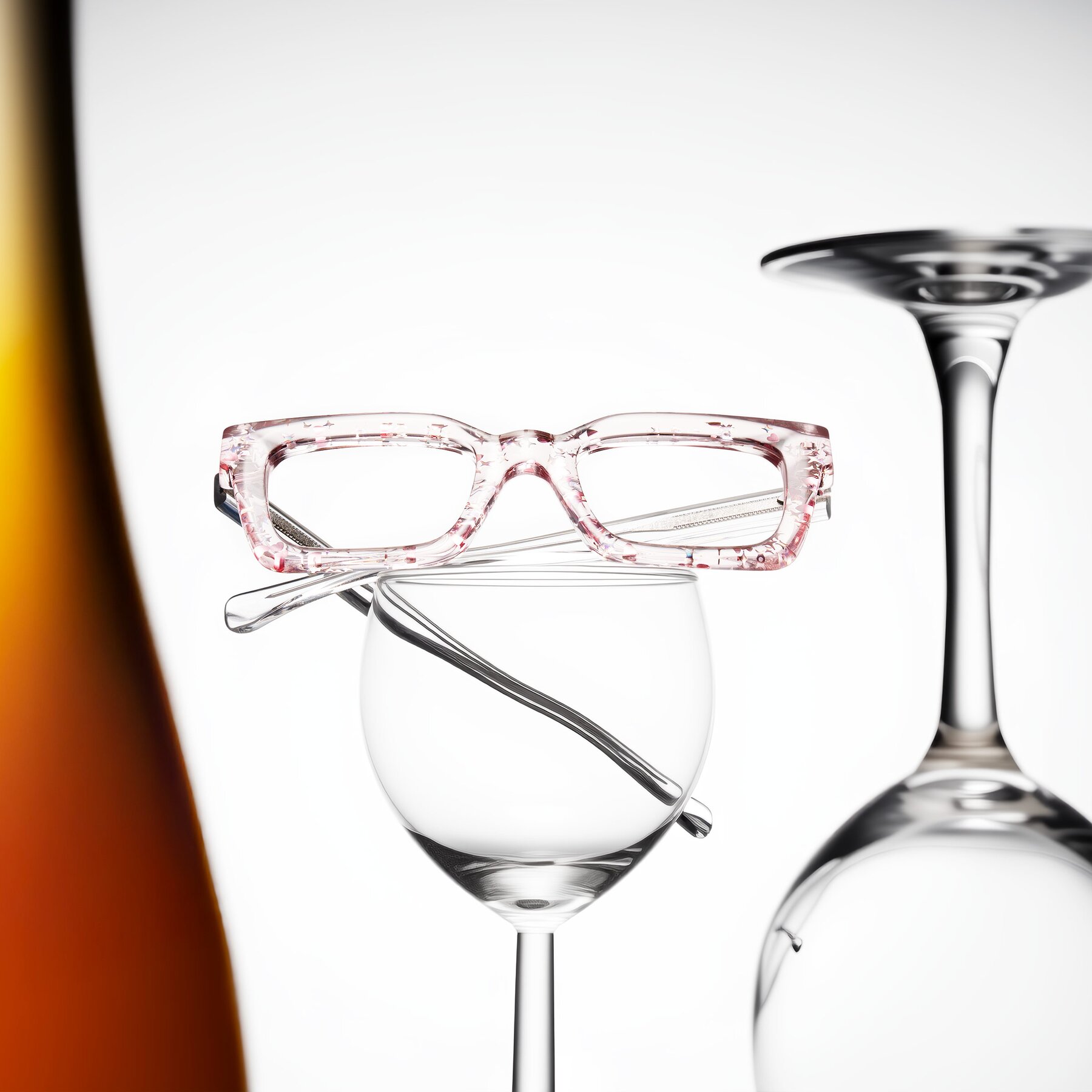 Lifestyle photography #2 of Piper in Sparkling Blush with Clear Reading Eyeglass Lenses