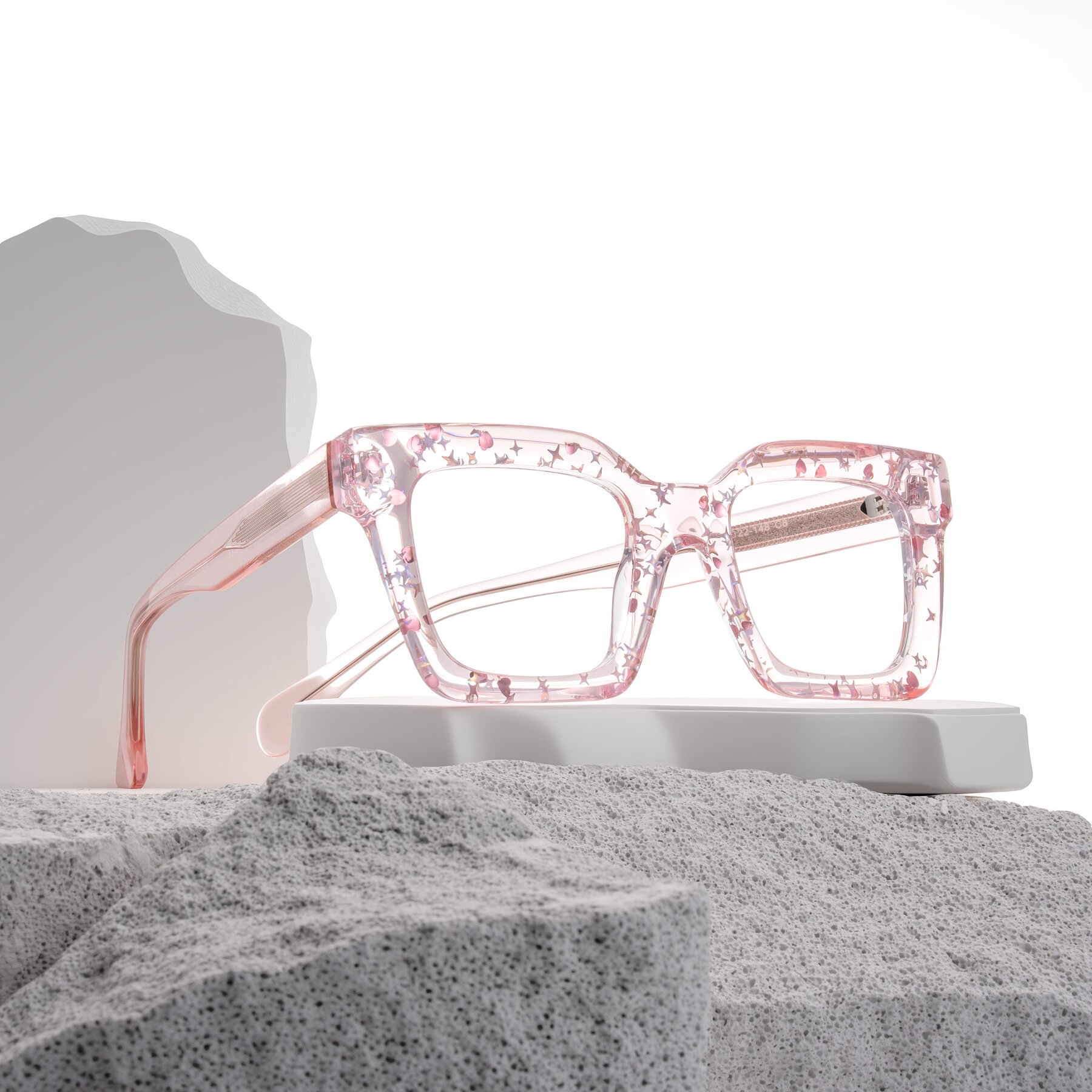 Lifestyle photography #2 of Piper in Sparkling Blush with Clear Reading Eyeglass Lenses