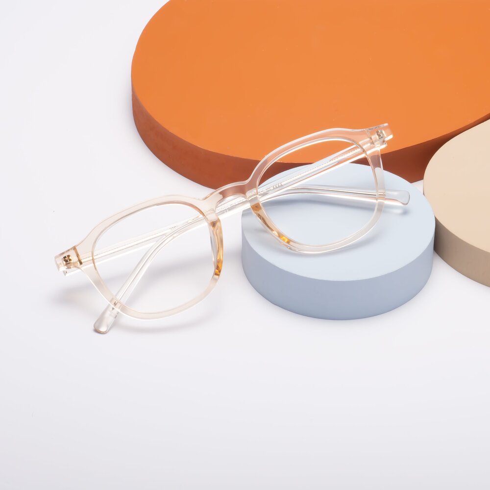 Amber Hipster Keyhole Bridge Plastic Eyeglasses