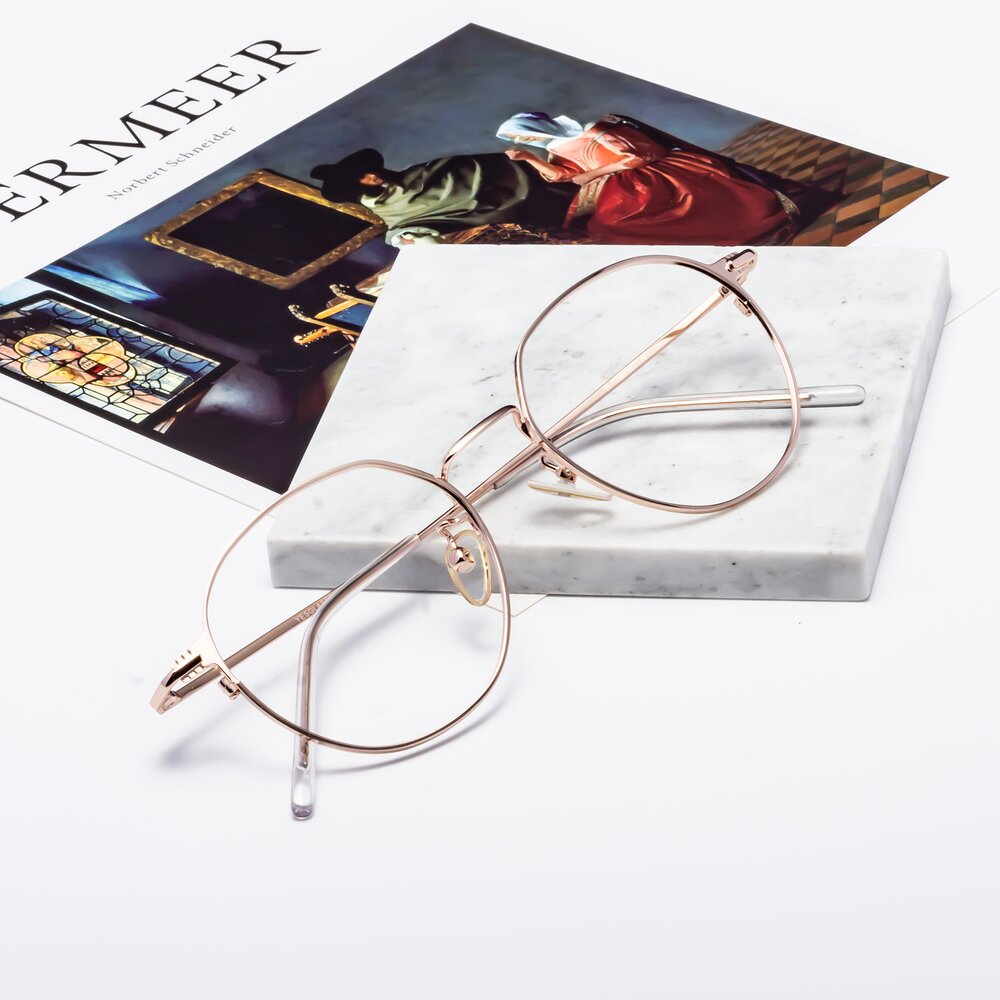 Rose Gold Low Bridge Fit Lightweight Titanium Eyeglasses