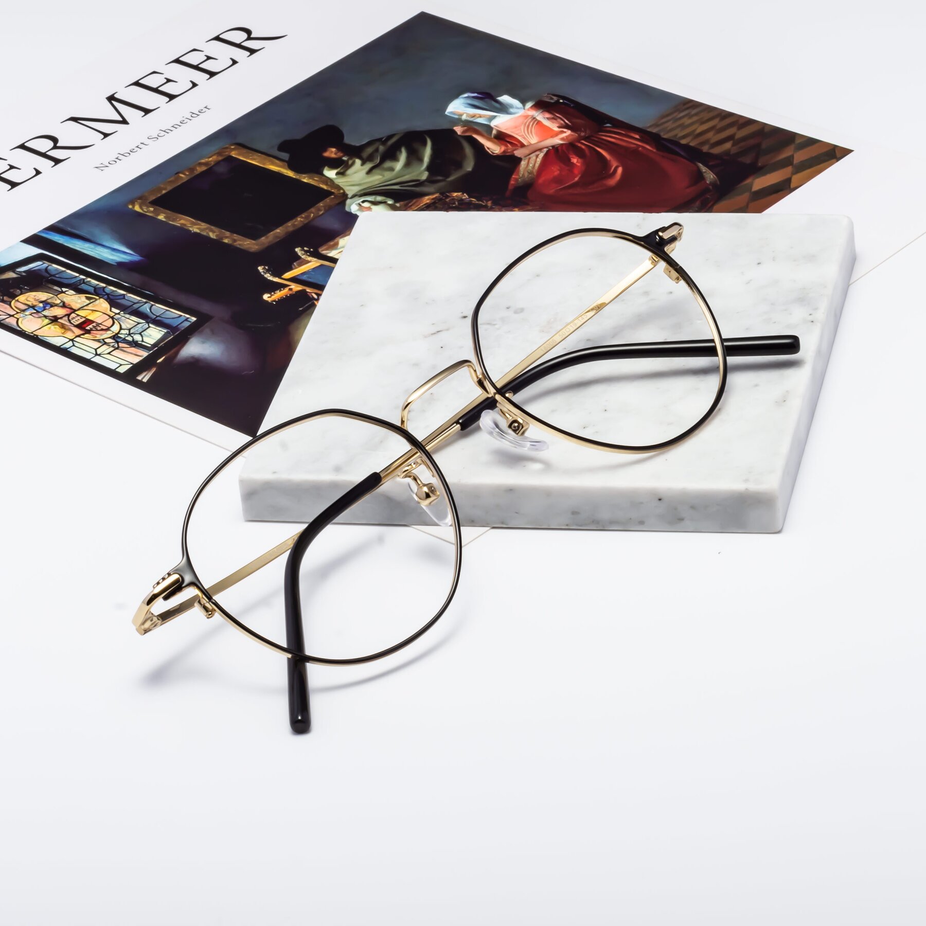 Lifestyle photography #1 of 18006 in Black-Gold with Clear Reading Eyeglass Lenses
