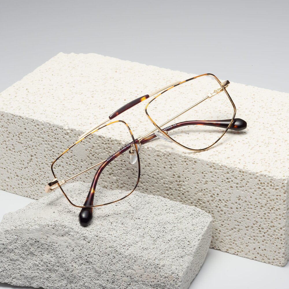 Leopard-Print-Gold Wide Oversized Grandpa Eyeglasses