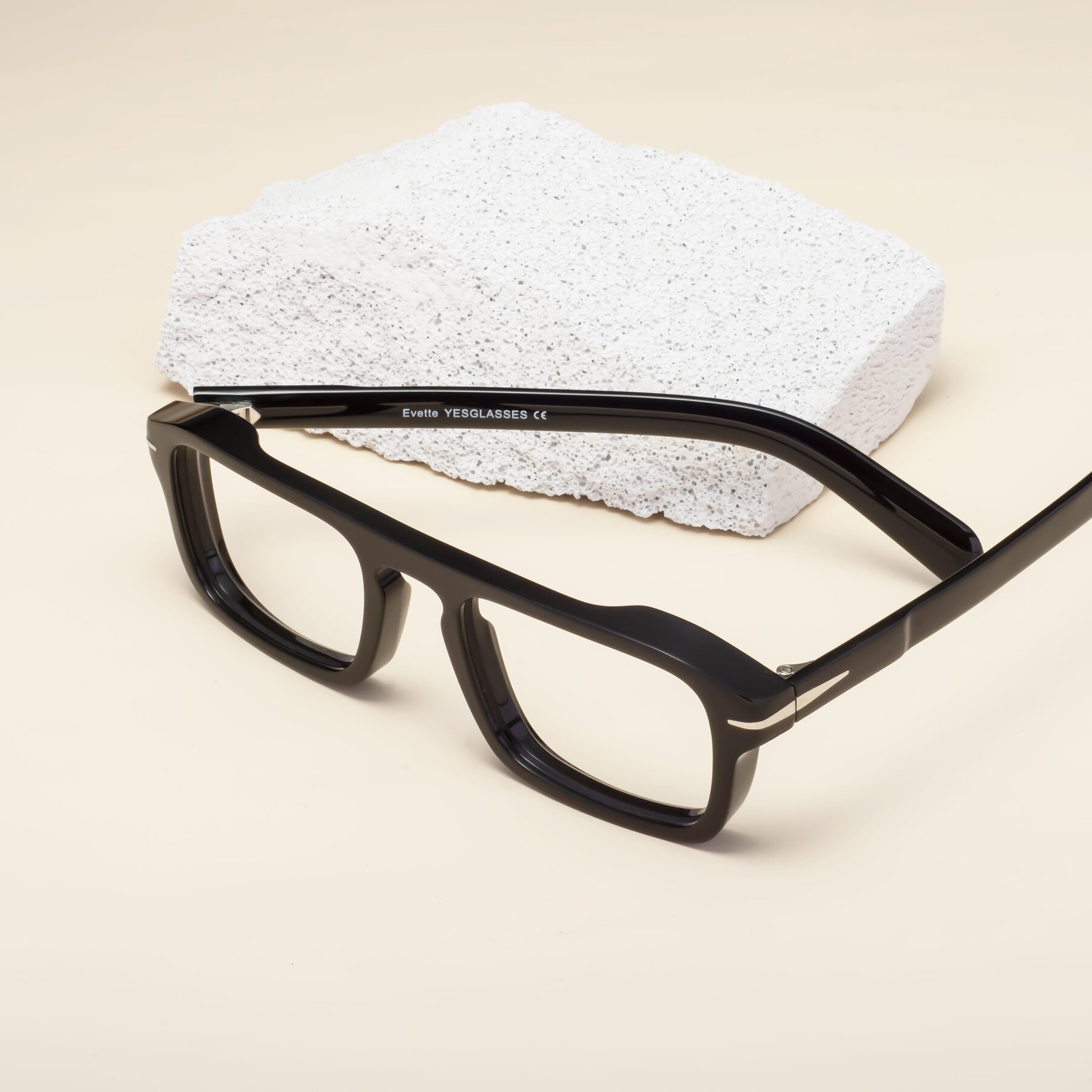 Black Thick Retro-Vintage Acetate Rectangle Eyeglasses