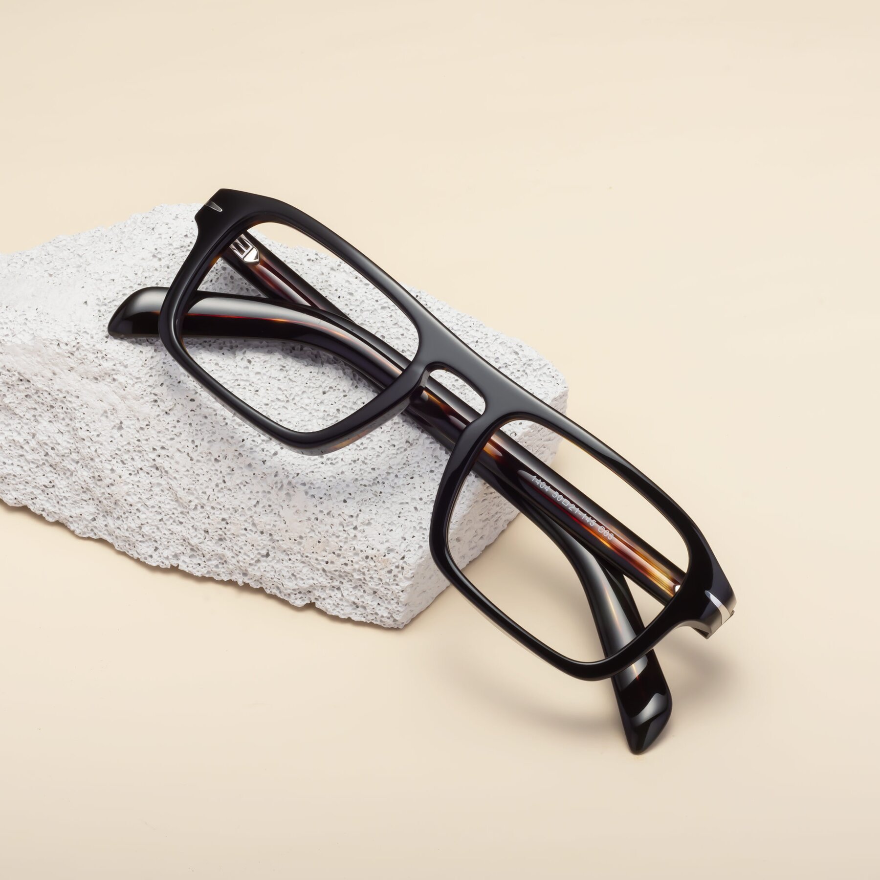 Lifestyle photography #1 of Evette in Black-Tortoise with Clear Eyeglass Lenses