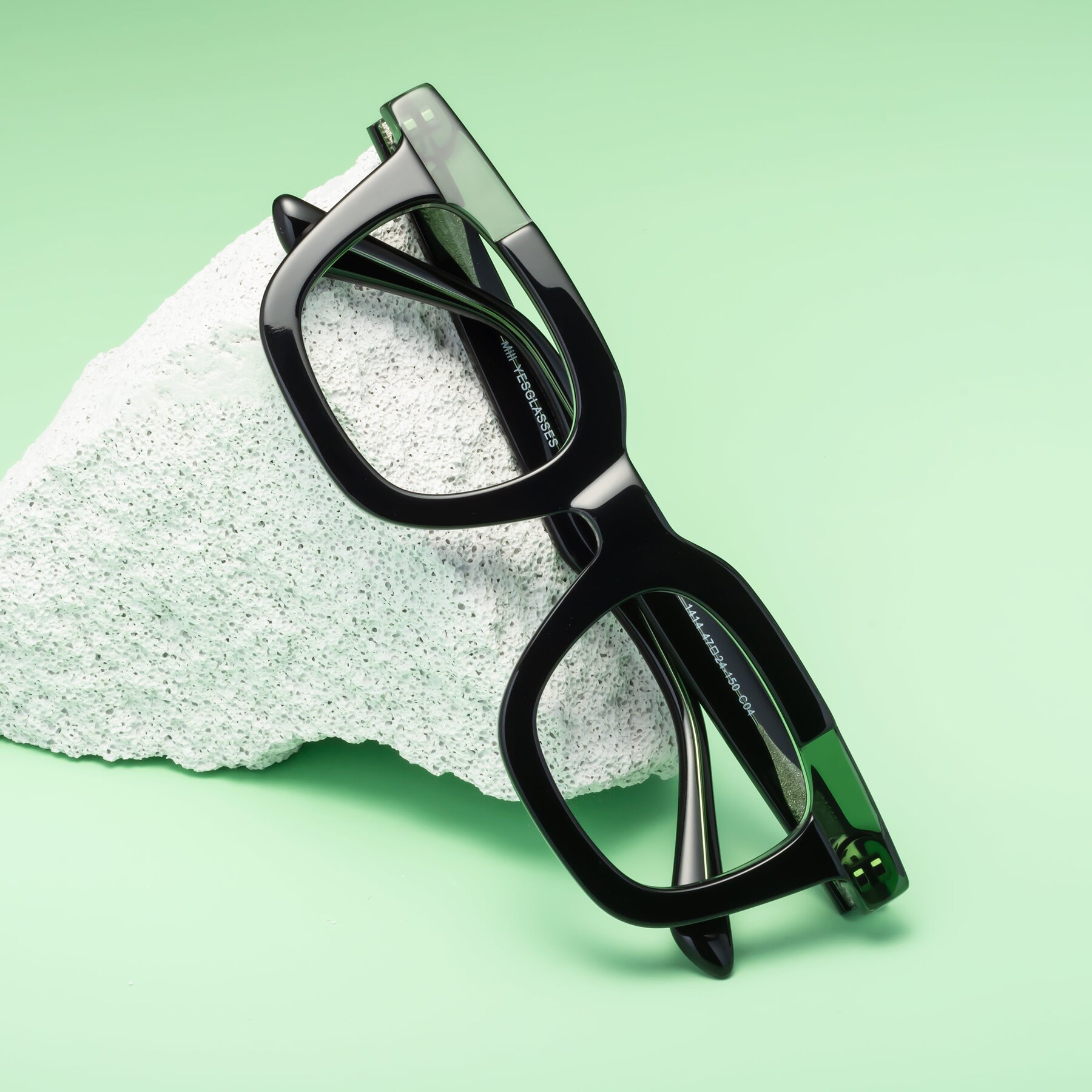 Lifestyle photography #1 of Mill in Black-Green with Clear Reading Eyeglass Lenses