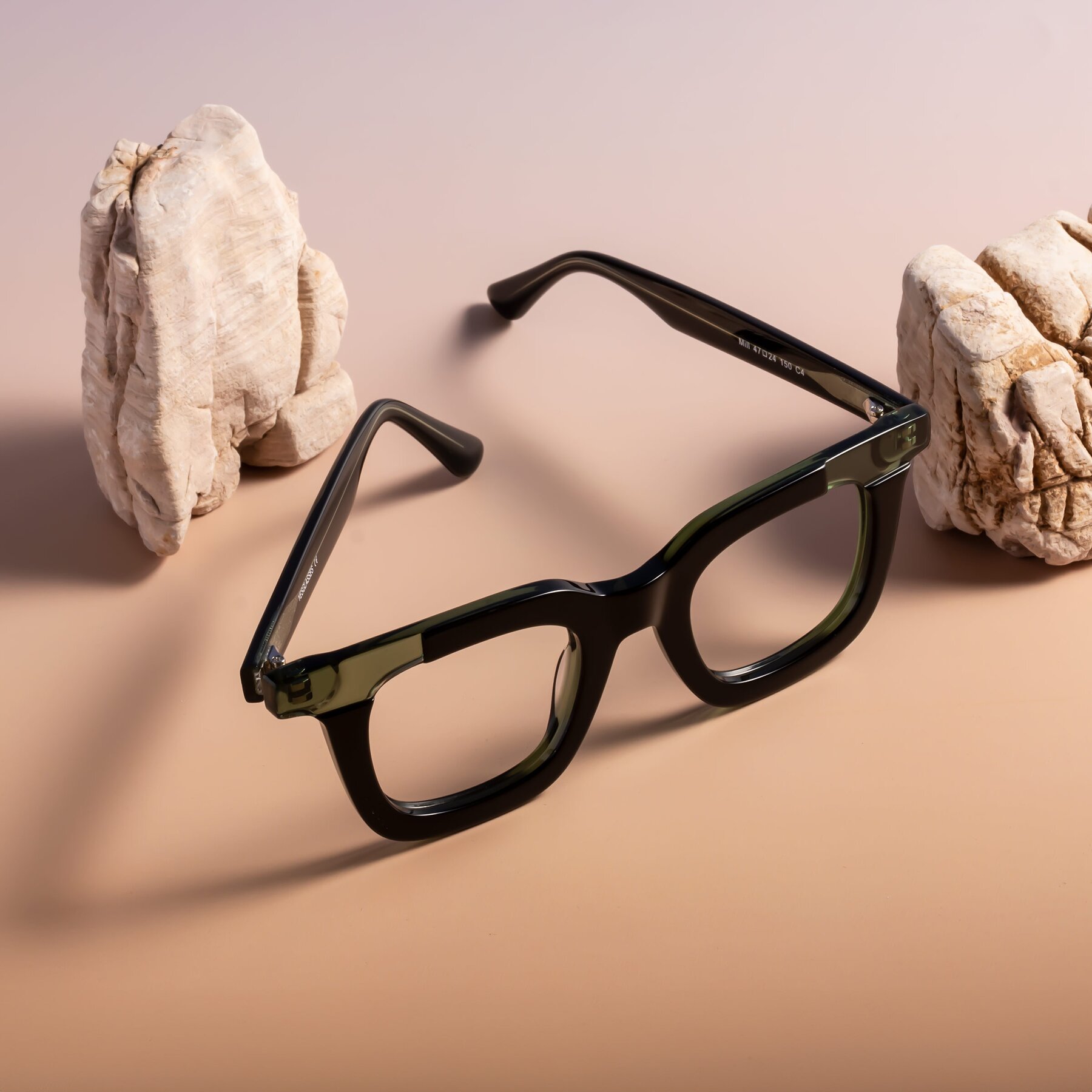 Lifestyle photography #1 of Mill in Black-Green with Clear Reading Eyeglass Lenses
