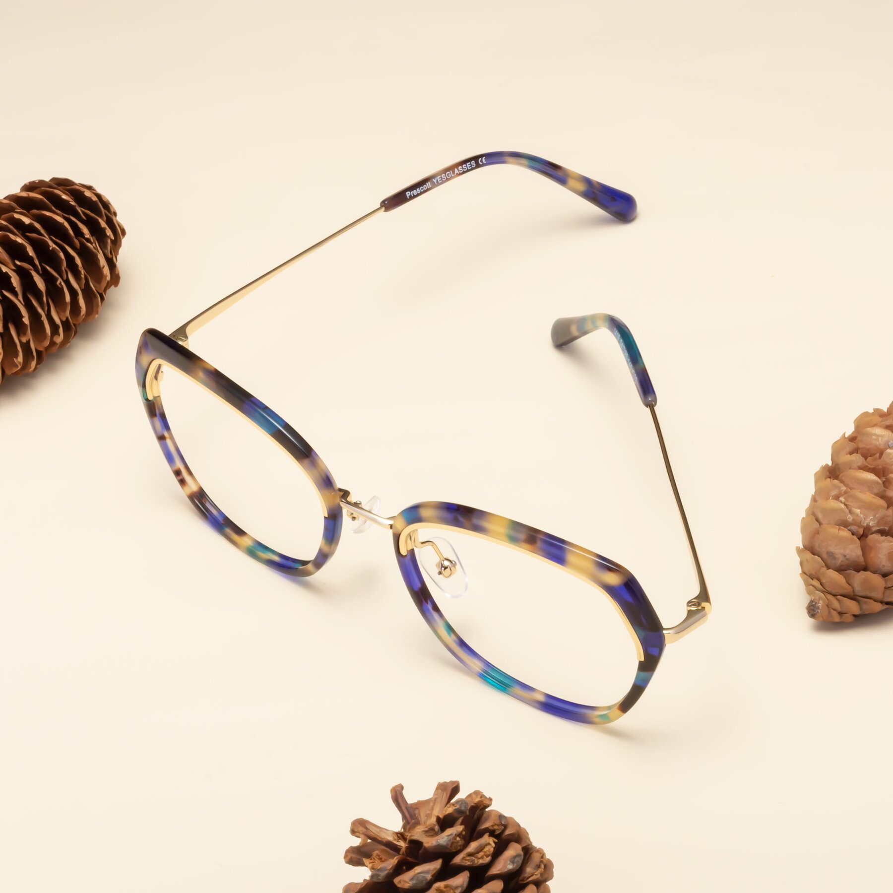 Women's lifestyle photography #1 of Prescott in Blue Tortoise with Clear Blue Light Blocking Lenses