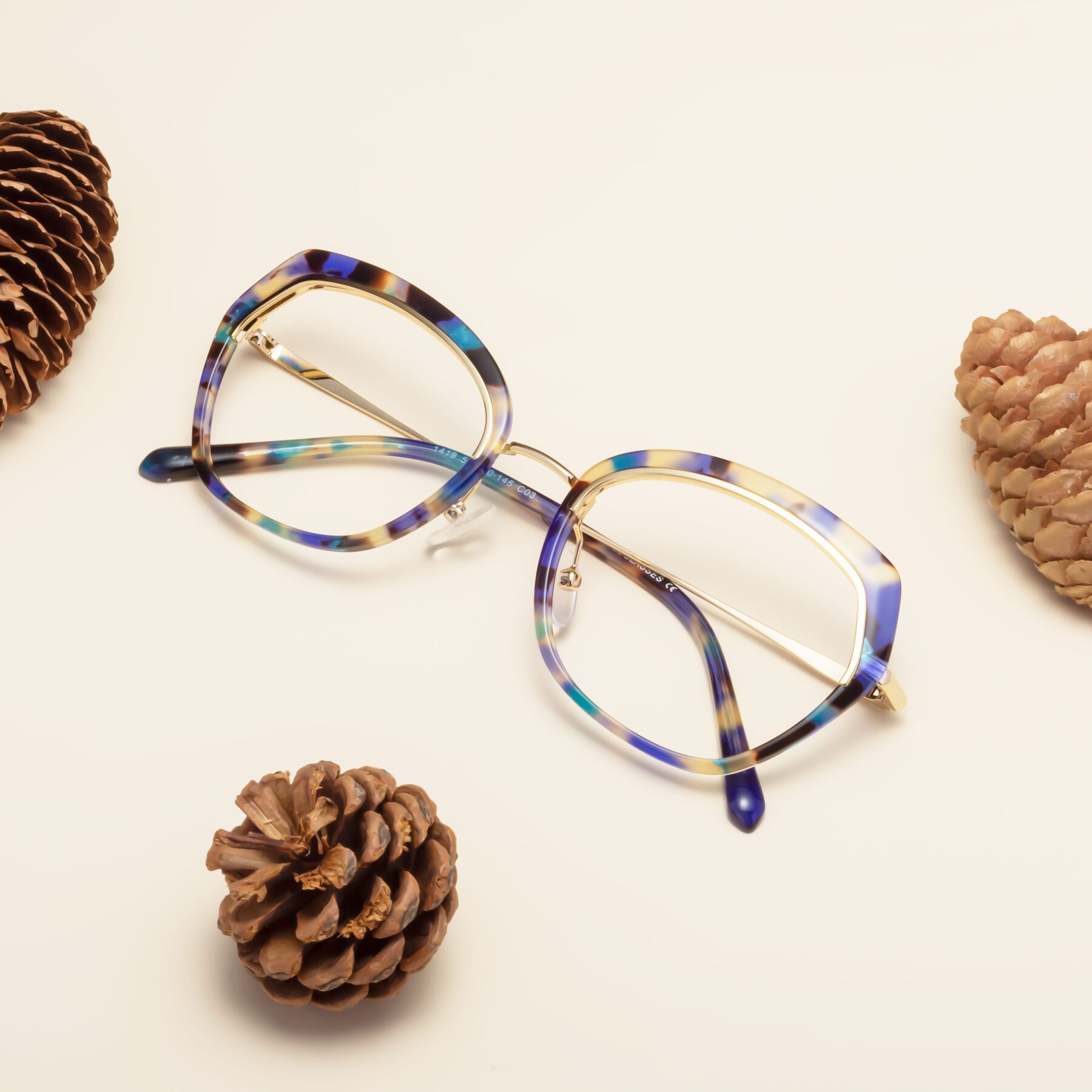 Women's lifestyle photography #2 of Prescott in Blue Tortoise with Clear Eyeglass Lenses