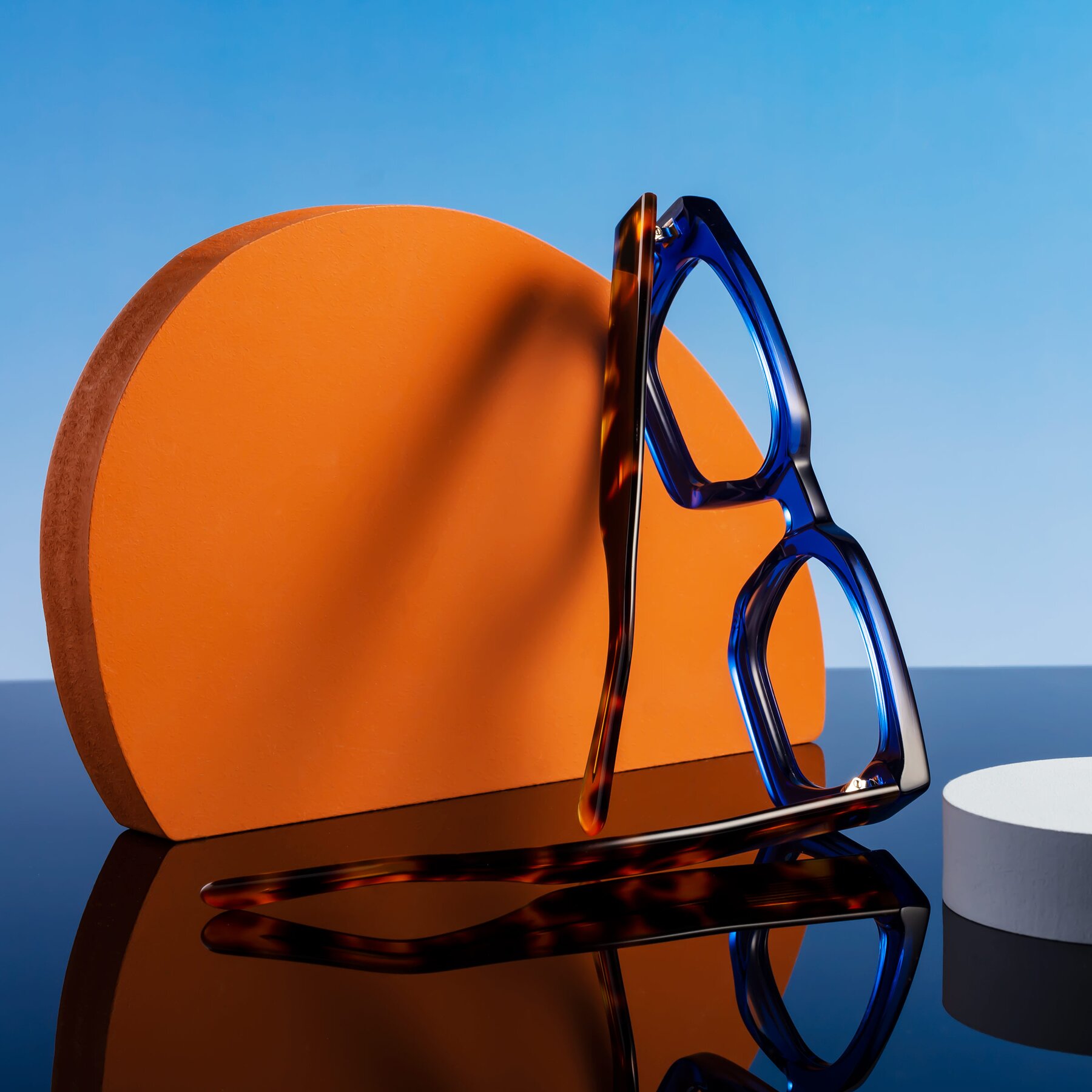Lifestyle photography #2 of Powers in Blue-Tortoise with Clear Eyeglass Lenses
