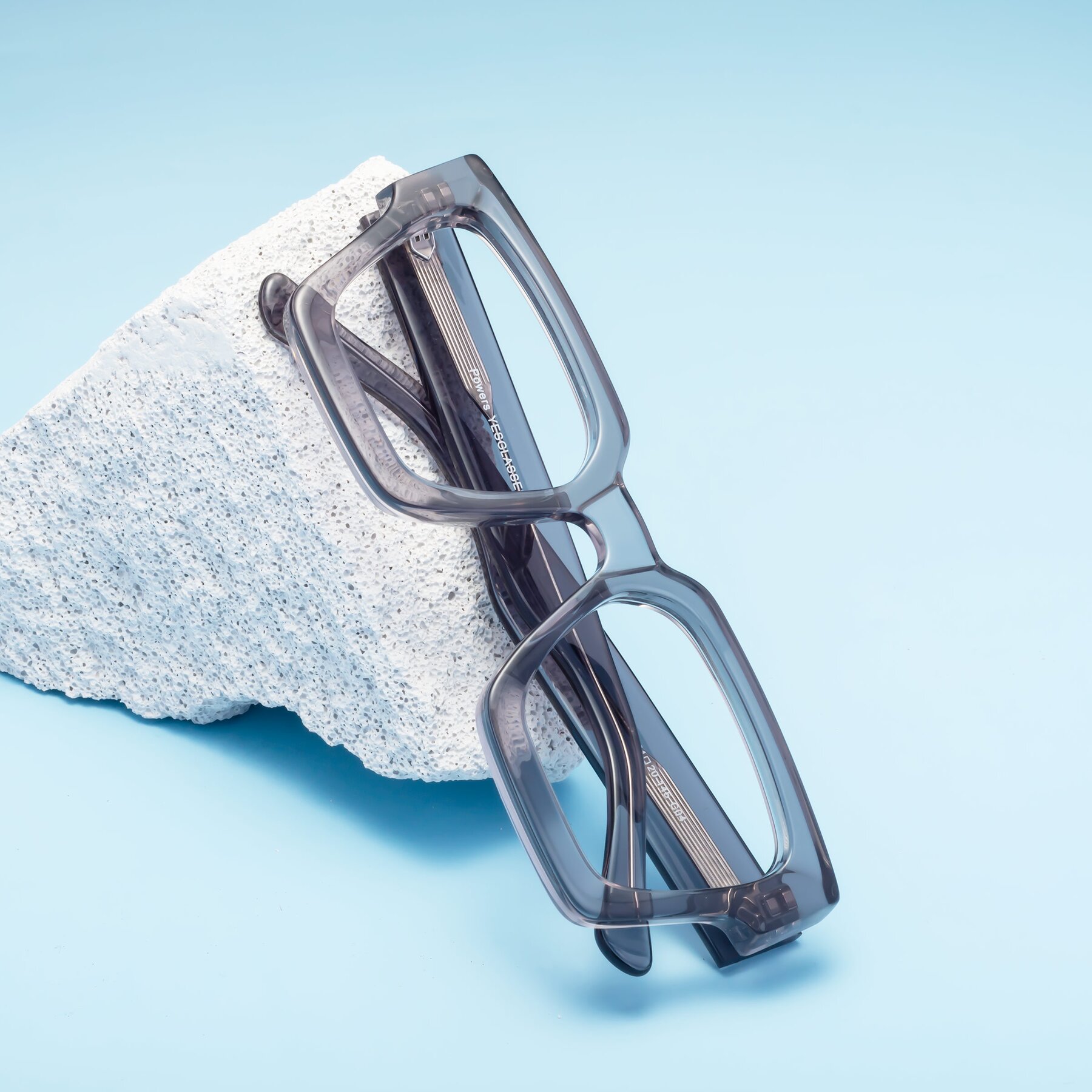Lifestyle photography #1 of Powers in Translucent Gray with Clear Blue Light Blocking Lenses