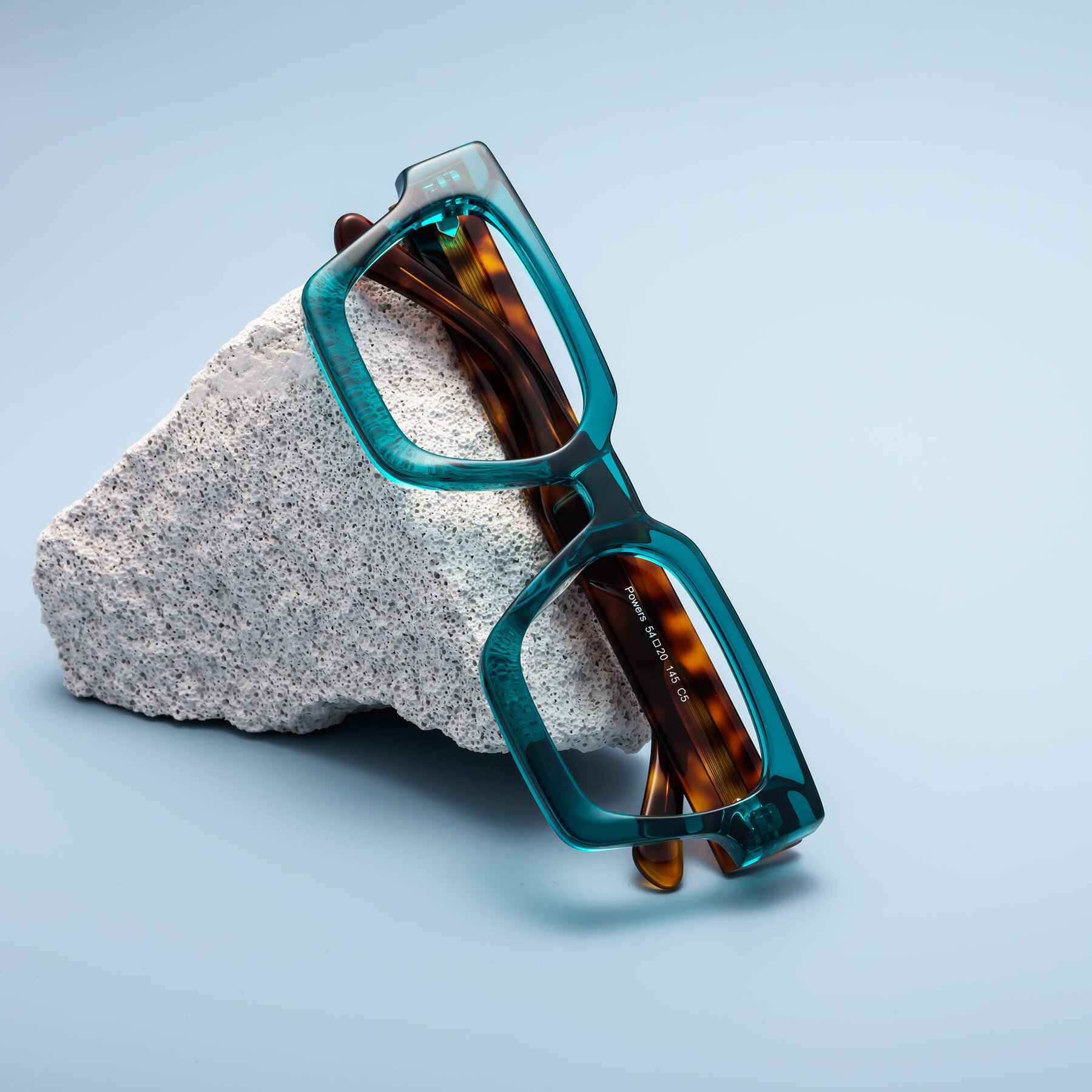 Lifestyle photography #1 of Powers in Green-Tortoise with Clear Blue Light Blocking Lenses
