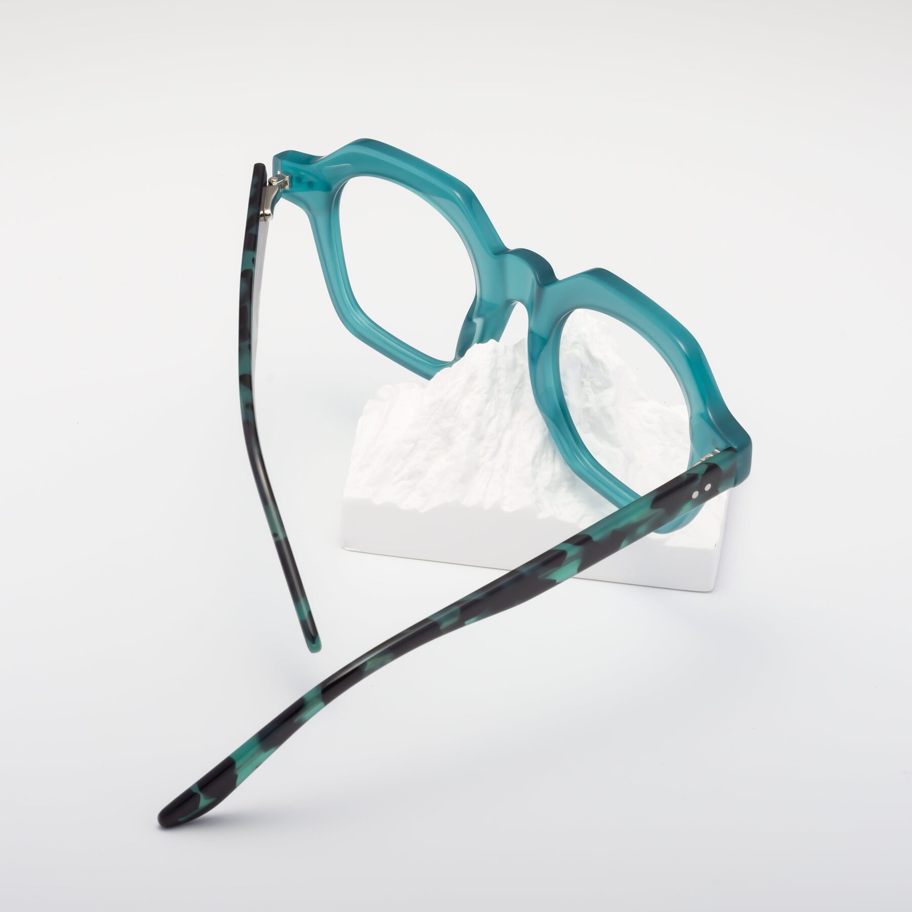 Lifestyle photography #2 of Vector in Transparent Teal with Clear Eyeglass Lenses