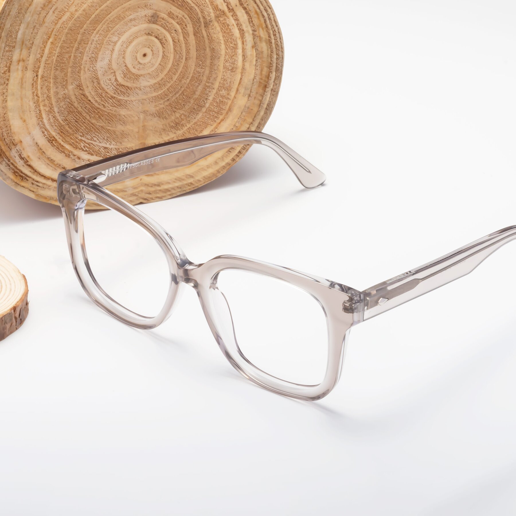 Lifestyle photography #1 of Bourbon in Transparent Gray with Clear Eyeglass Lenses