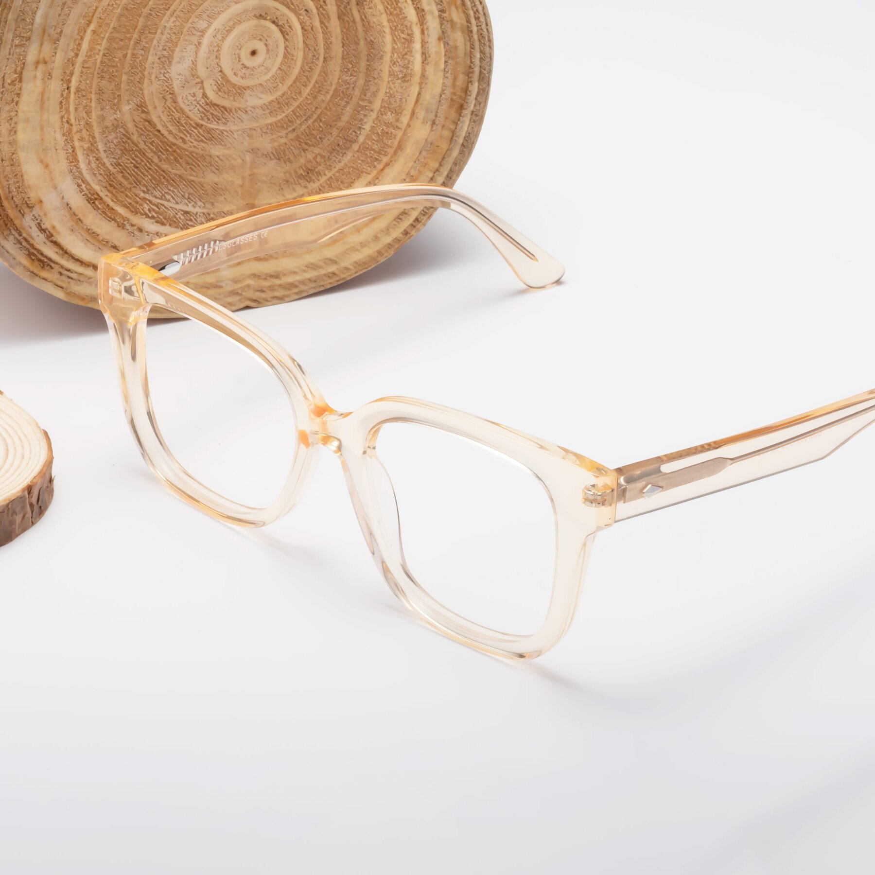 Lifestyle photography #1 of Bourbon in Translucent Brown with Clear Eyeglass Lenses