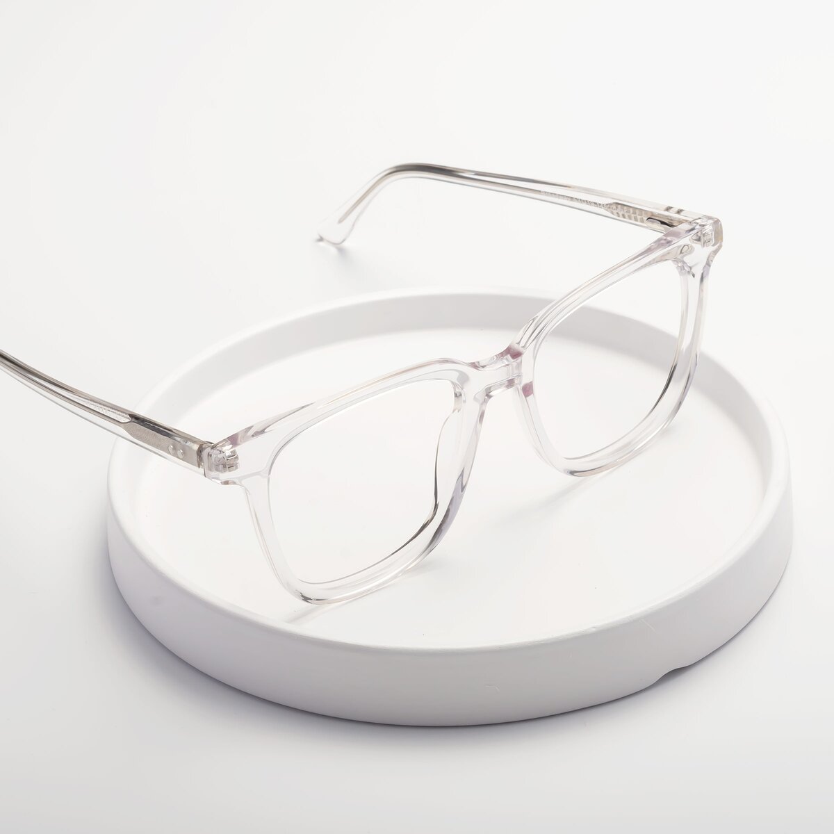 Clear Oversized Acetate Trapezoid Eyeglasses - Broadway