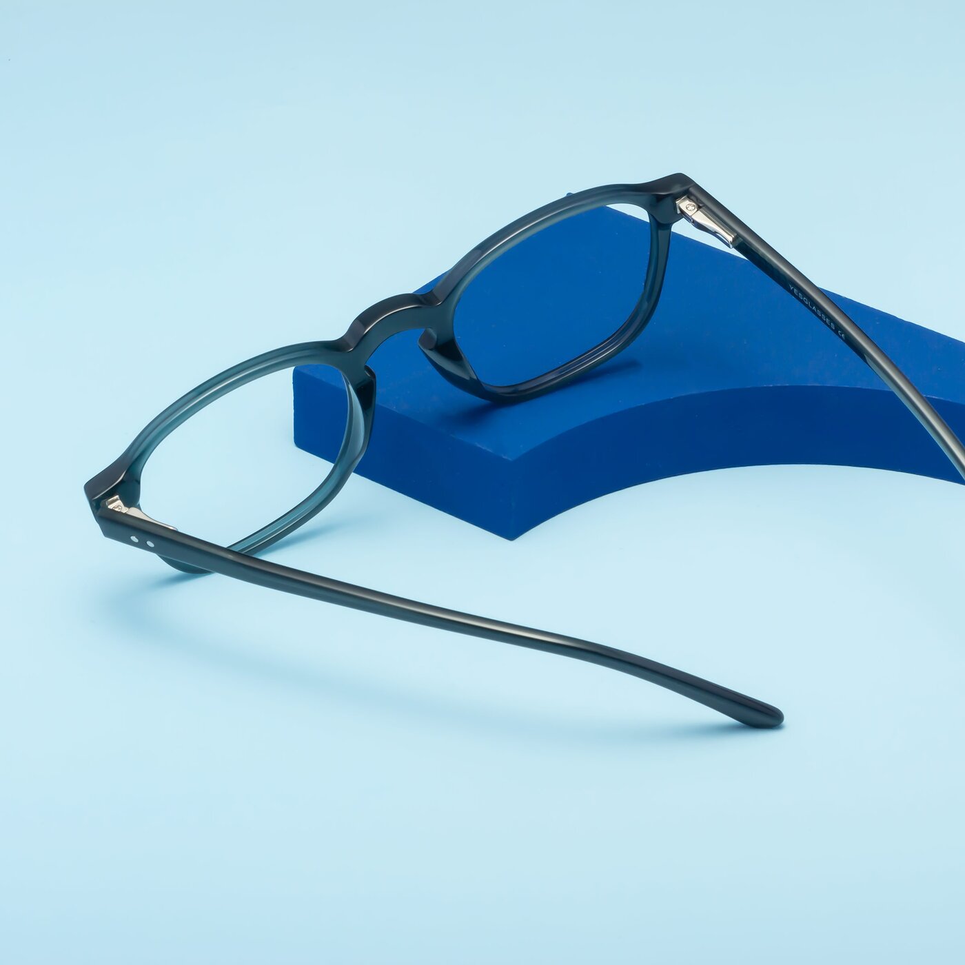 Teal Keyhole Bridge Retro-Vintage Acetate Eyeglasses - Generous