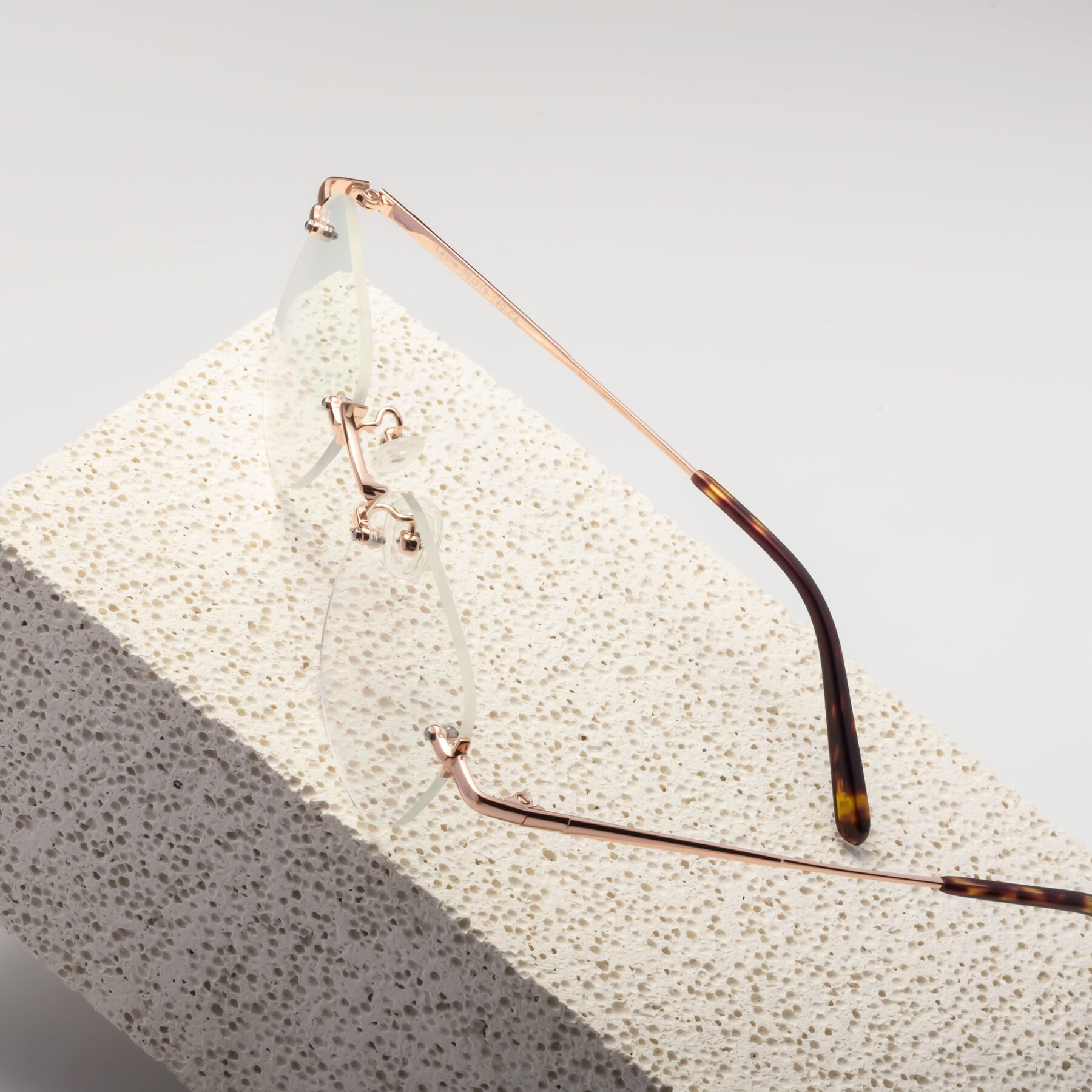 Rose Gold Retro-Vintage Square Rimless Eyeglasses - Leslie