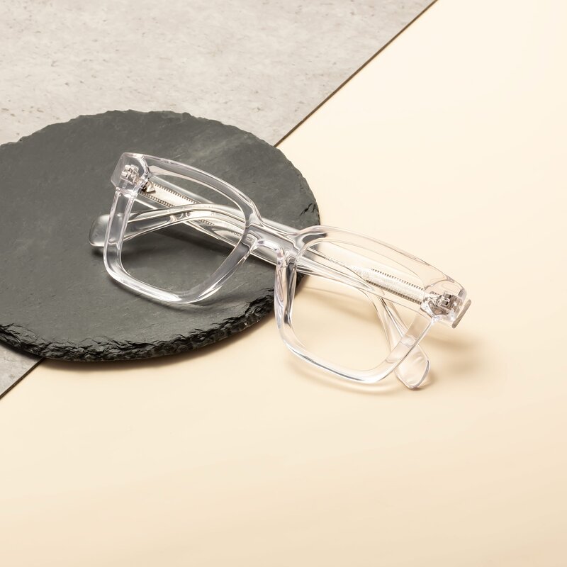 Clear Hipster Acetate Trapezoid Eyeglasses Napa