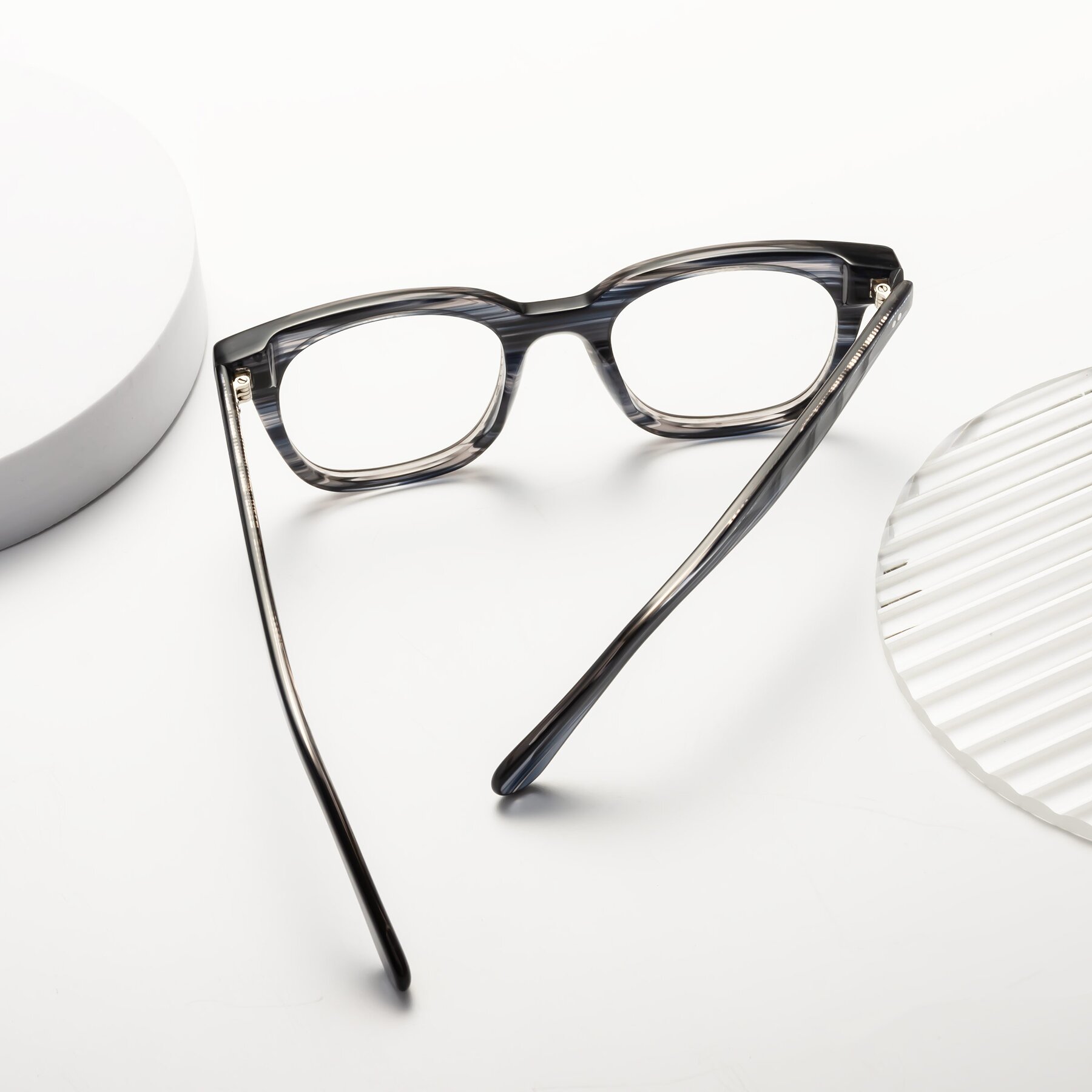 Lifestyle photography #2 of Bush in Stripe Gray with Clear Reading Eyeglass Lenses