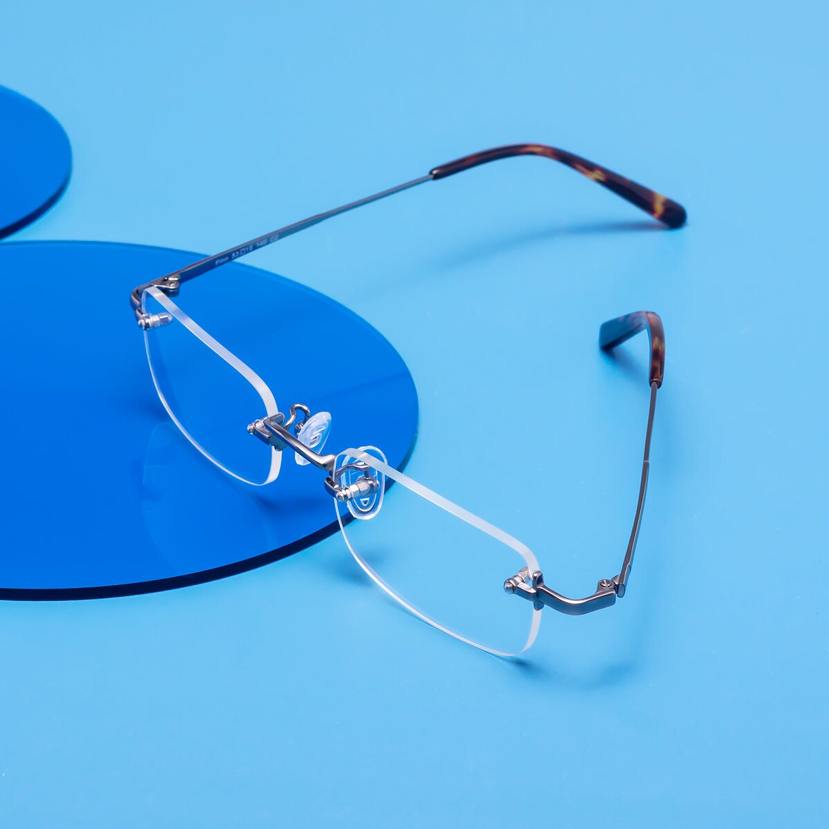Rectangular Rimmless Glasses Gunmetal Wide Rectangle Rimless Eyeglasses - Finn