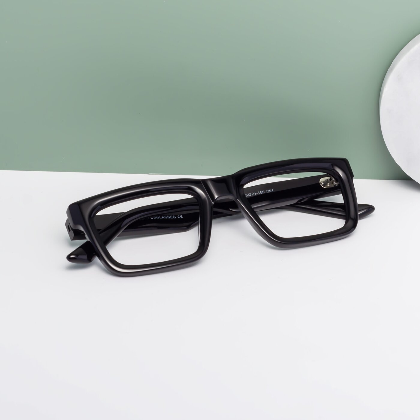 Rectangular Full Rim Black Acetate Rectangle Full-Rim Eyeglasses - Roth