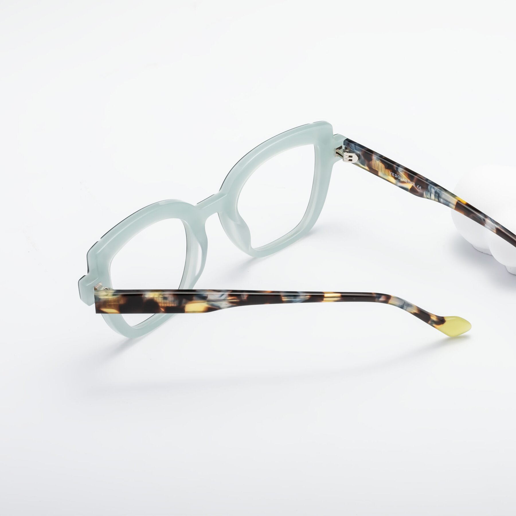 Women's lifestyle photography #2 of Sato in Stripe Green with Clear Blue Light Blocking Lenses