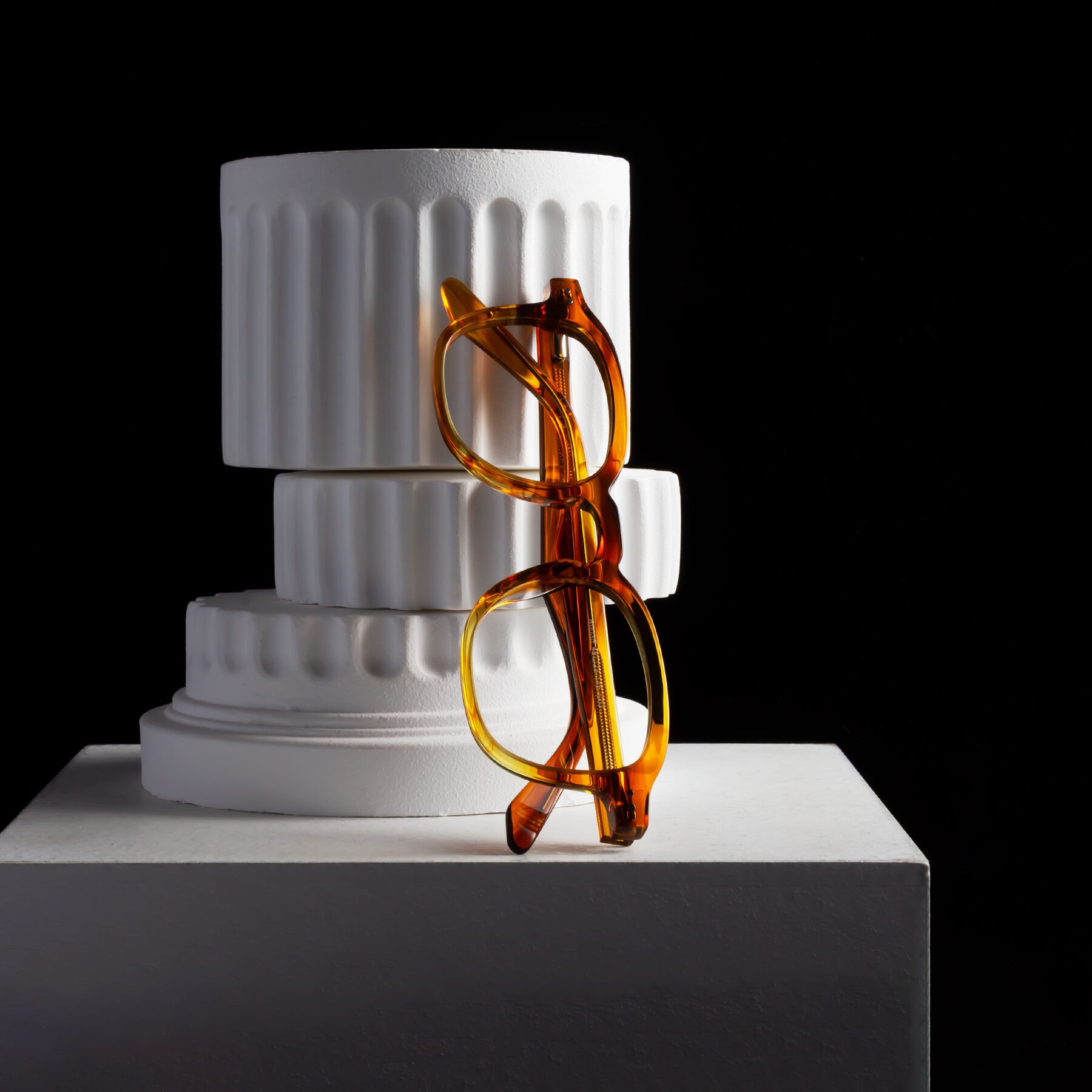 Lifestyle photography #1 of Nice in Striped Amber with Clear Reading Eyeglass Lenses