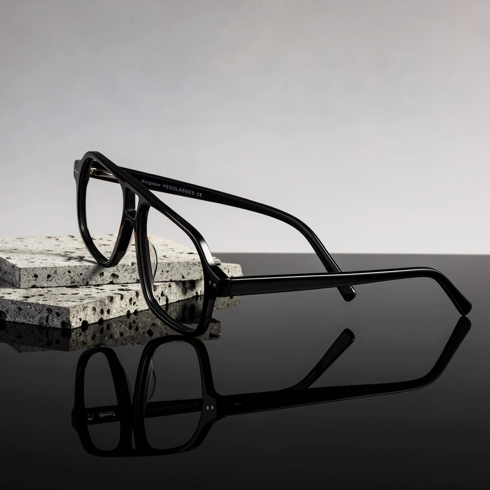 Black Grandpa Oversized Aviator Eyeglasses Kingston