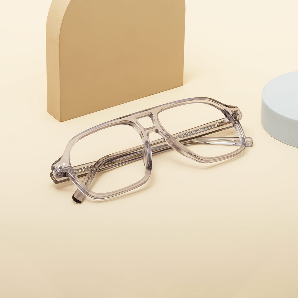 Transparent Gray Grandpa Oversized Aviator Eyeglasses Kingston