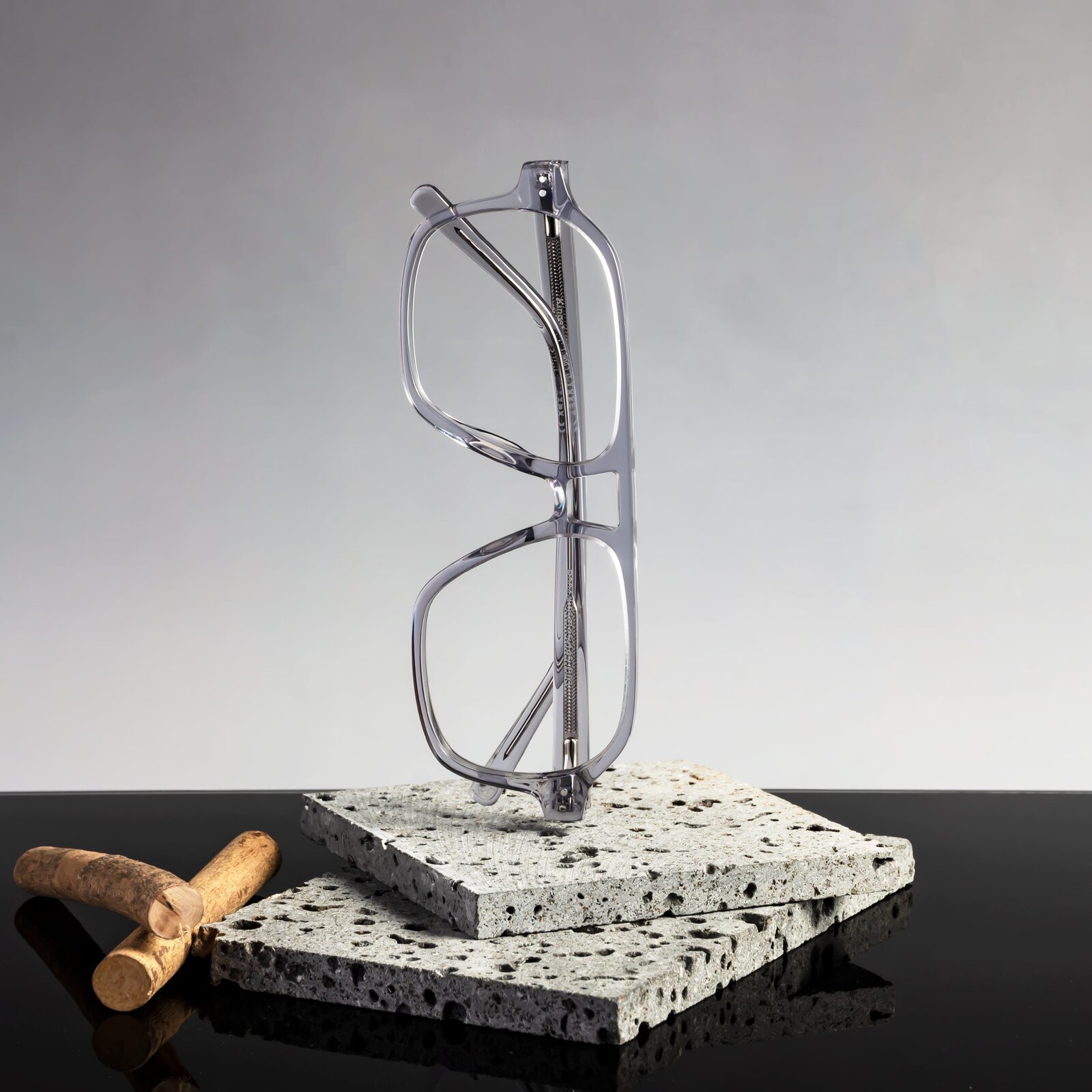 Transparent Gray Grandpa Oversized Aviator Eyeglasses Kingston