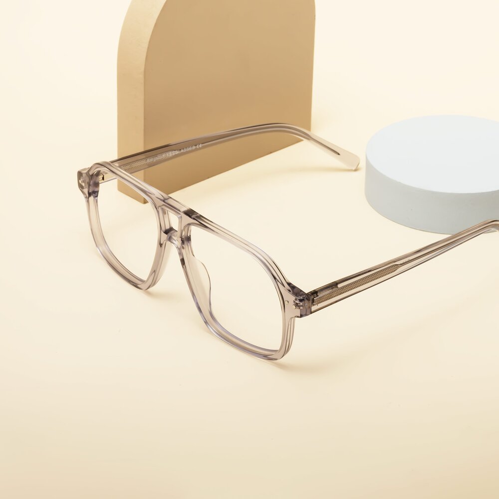 Transparent Gray Grandpa Oversized Aviator Eyeglasses Kingston