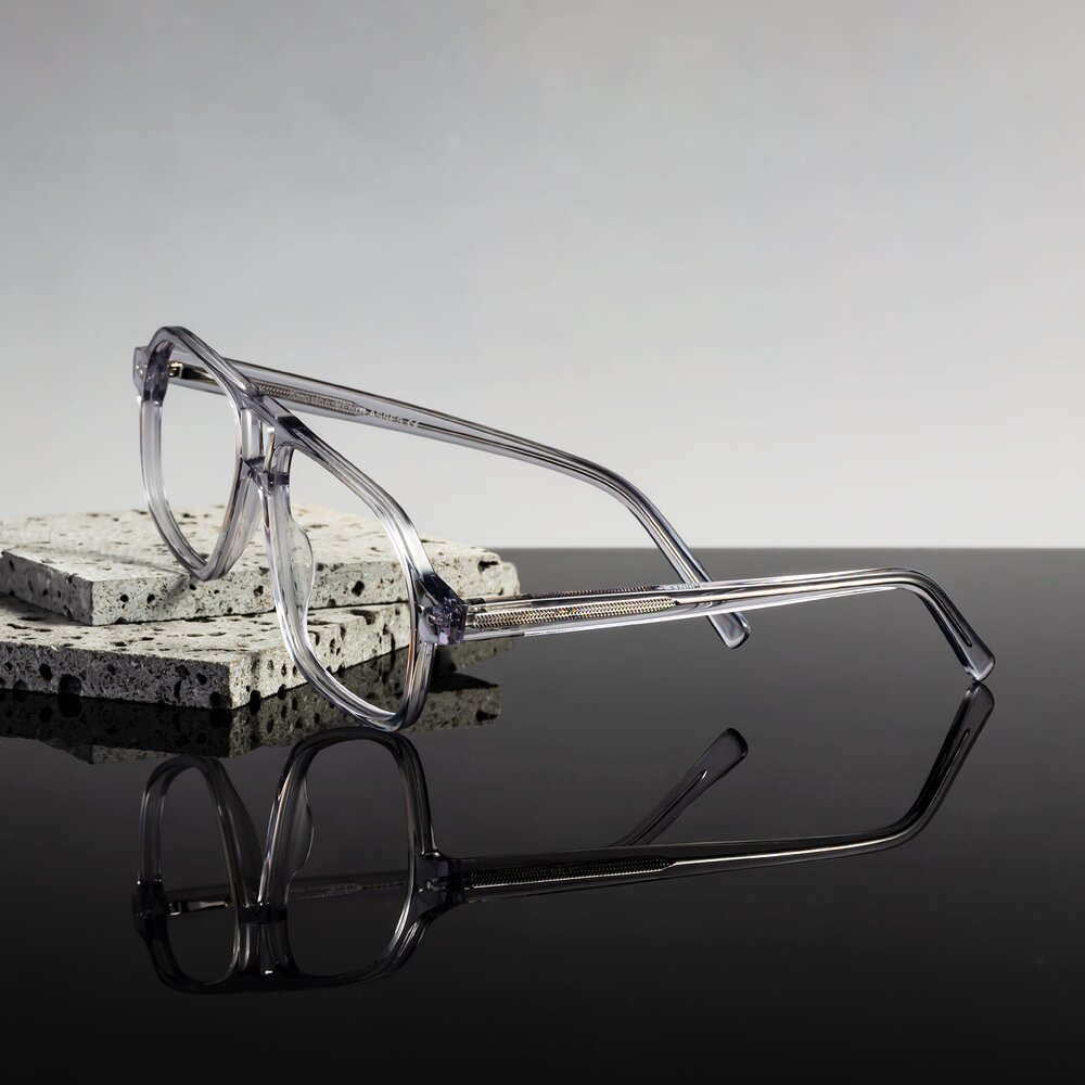 Transparent Gray Grandpa Oversized Aviator Eyeglasses Kingston