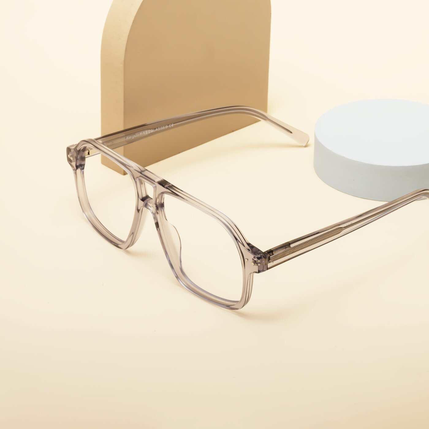 Transparent Gray Grandpa Oversized Aviator Eyeglasses Kingston
