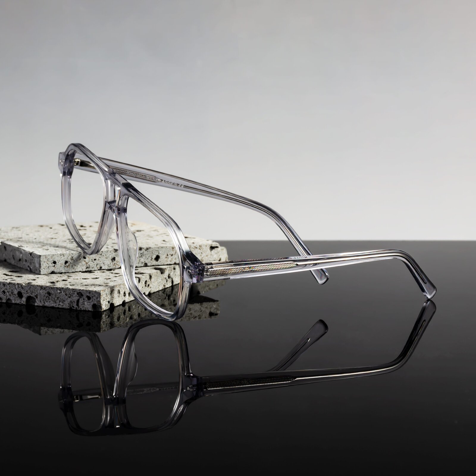 Transparent Gray Grandpa Oversized Aviator Eyeglasses Kingston