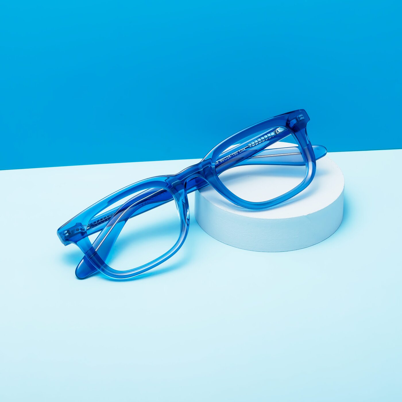 Crystal Blue Classic Acetate Rectangle Eyeglasses - Reid